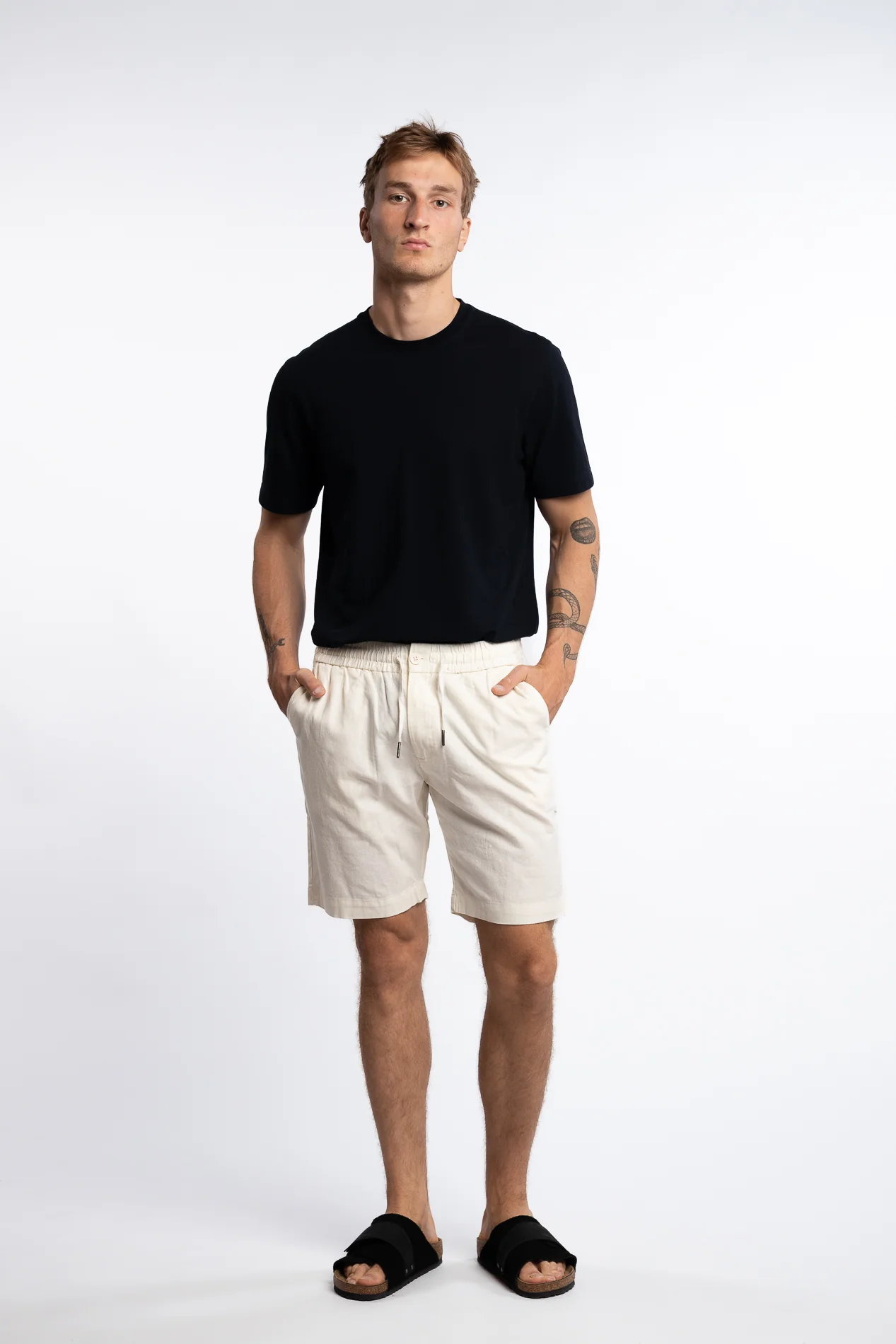 Barcelona Cotton/Linen Shorts Ecru - Image 4
