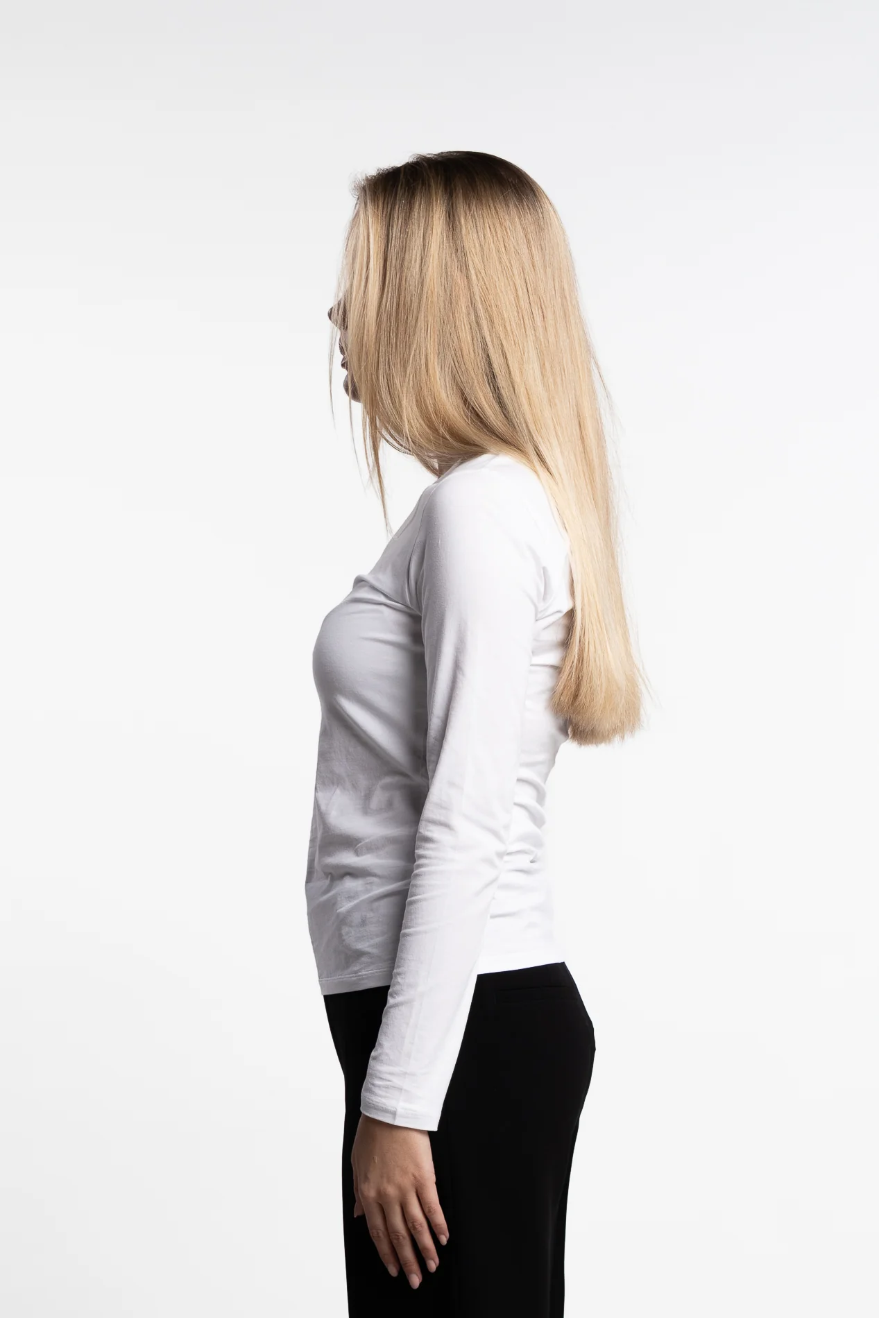 Cotton Stretch Long Sleeve- White - Image 3