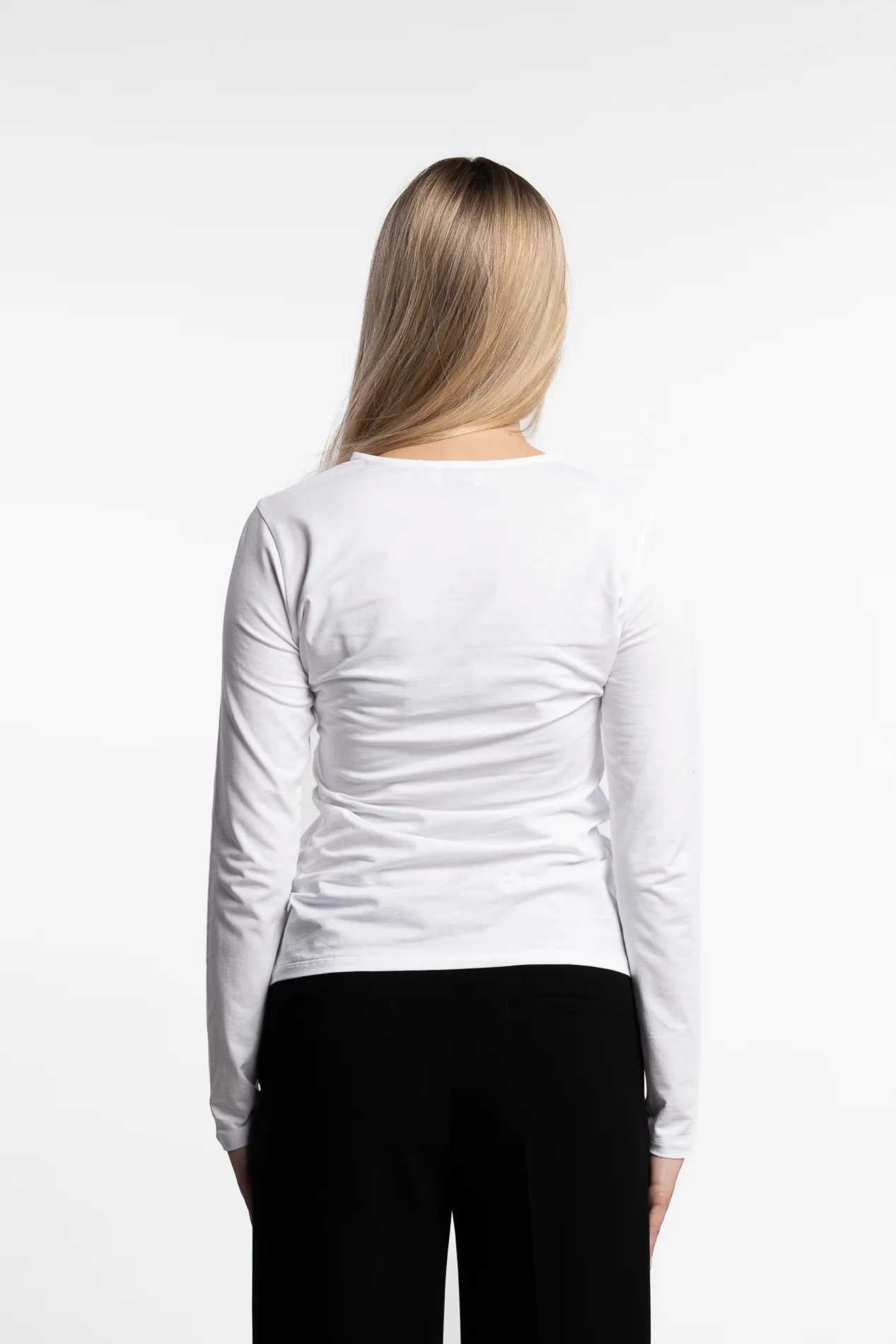 Cotton Stretch Long Sleeve- White - Image 4