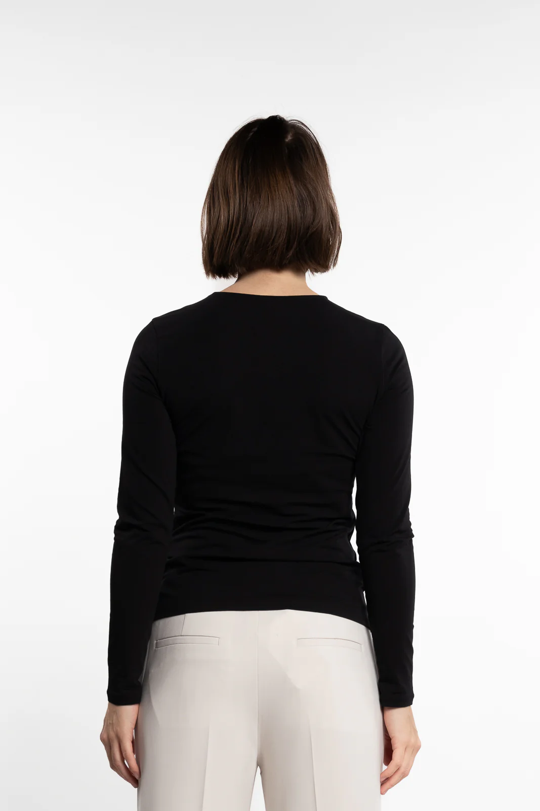 Cotton Stretch Long Sleeve- Black - Image 4