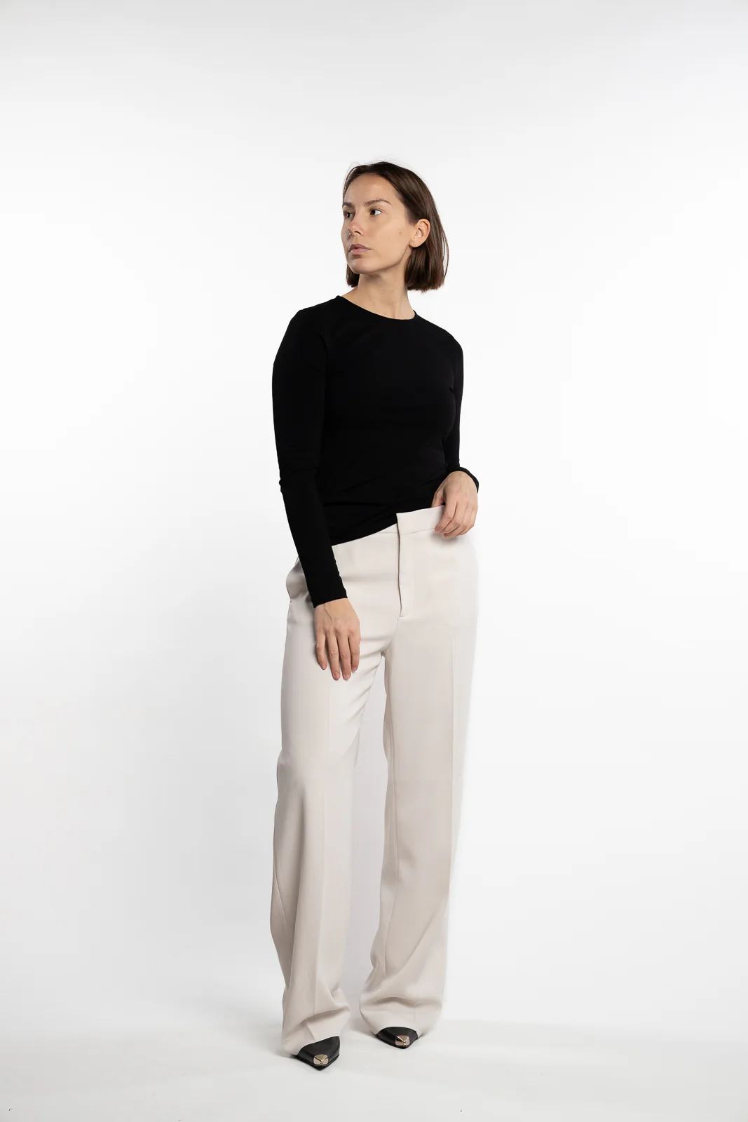 Cotton Stretch Long Sleeve- Black - Image 5