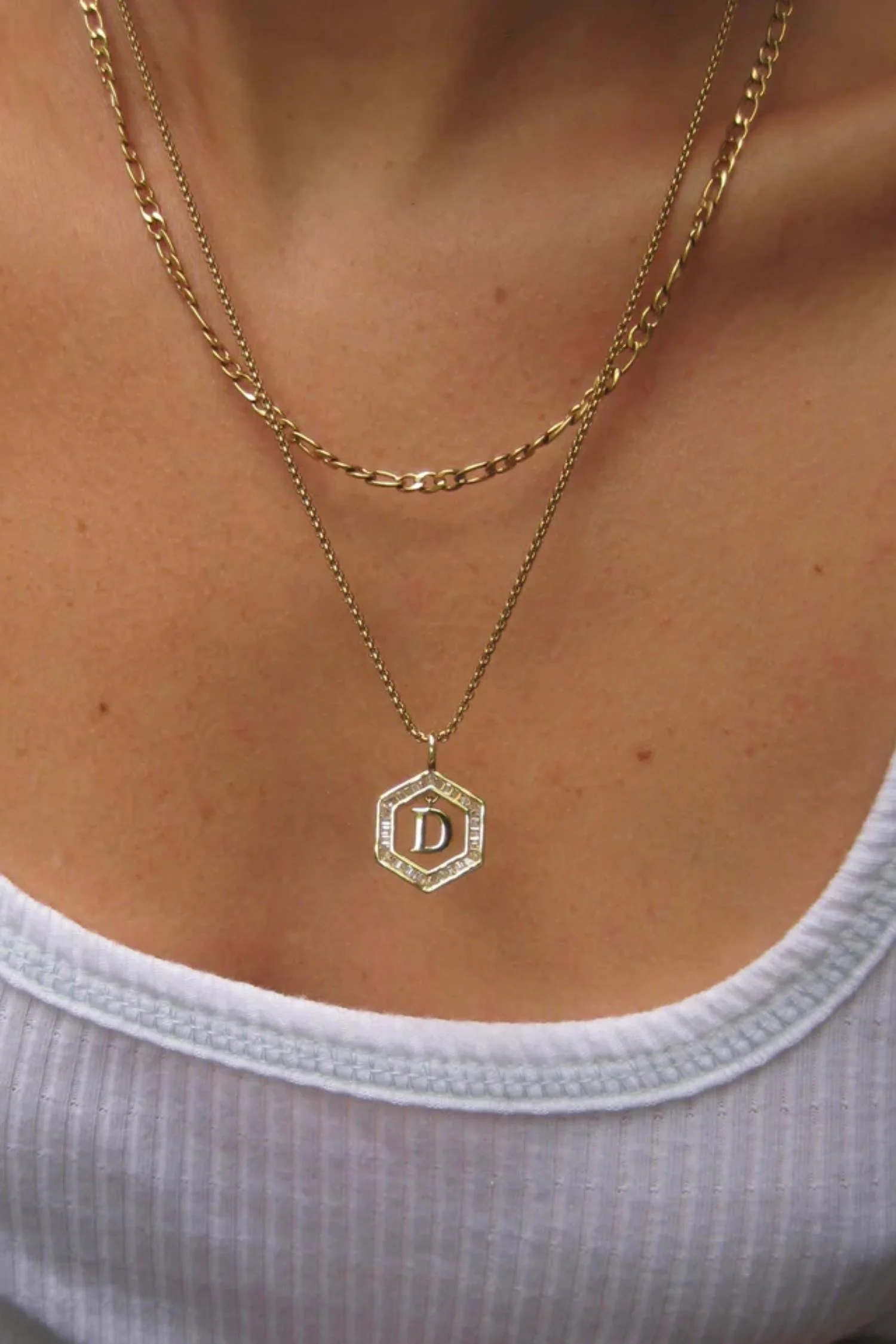 Floating Letter Necklace - Gold - Image 7