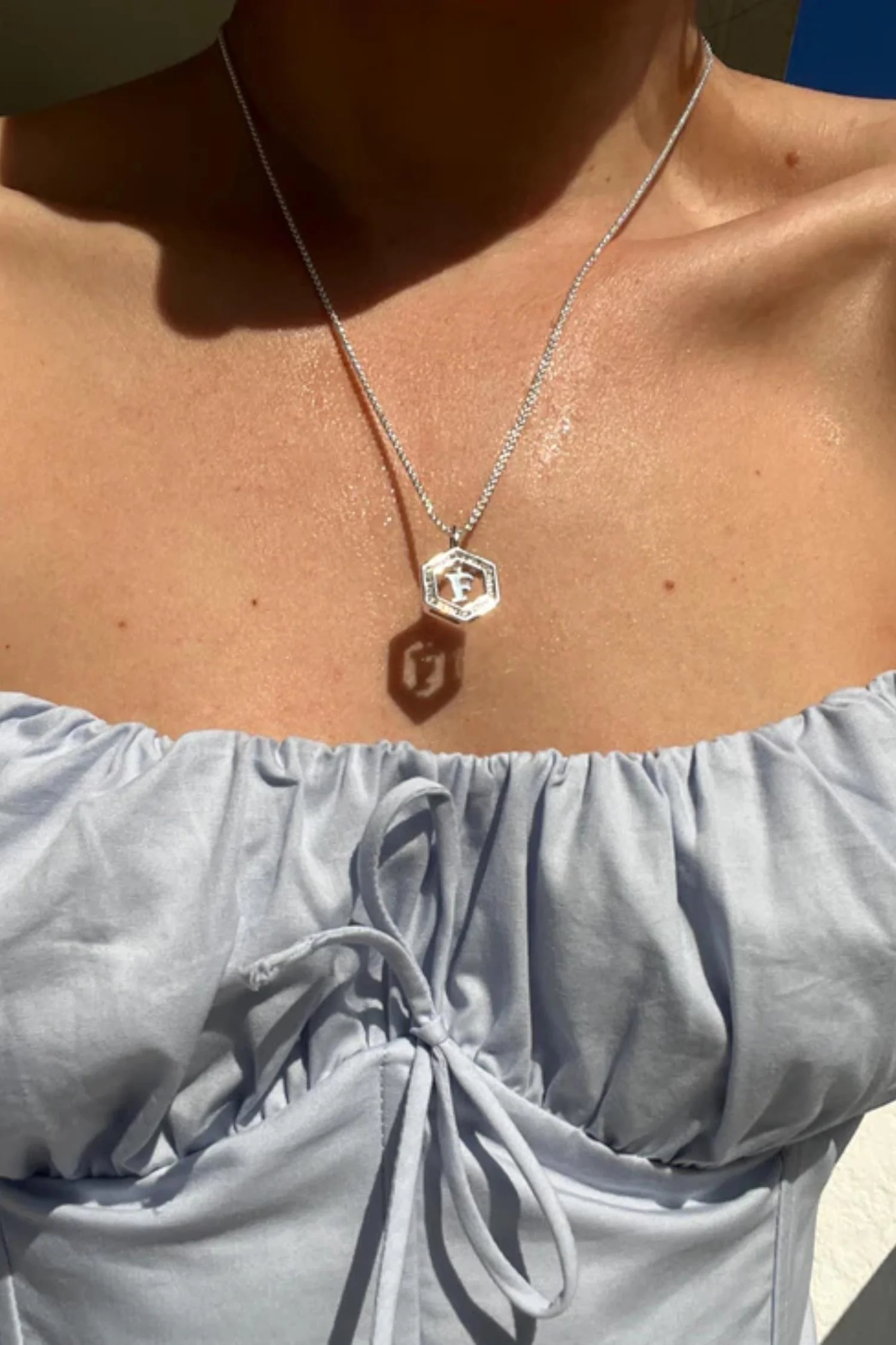 Floating Letter Necklace - Silver - Image 3