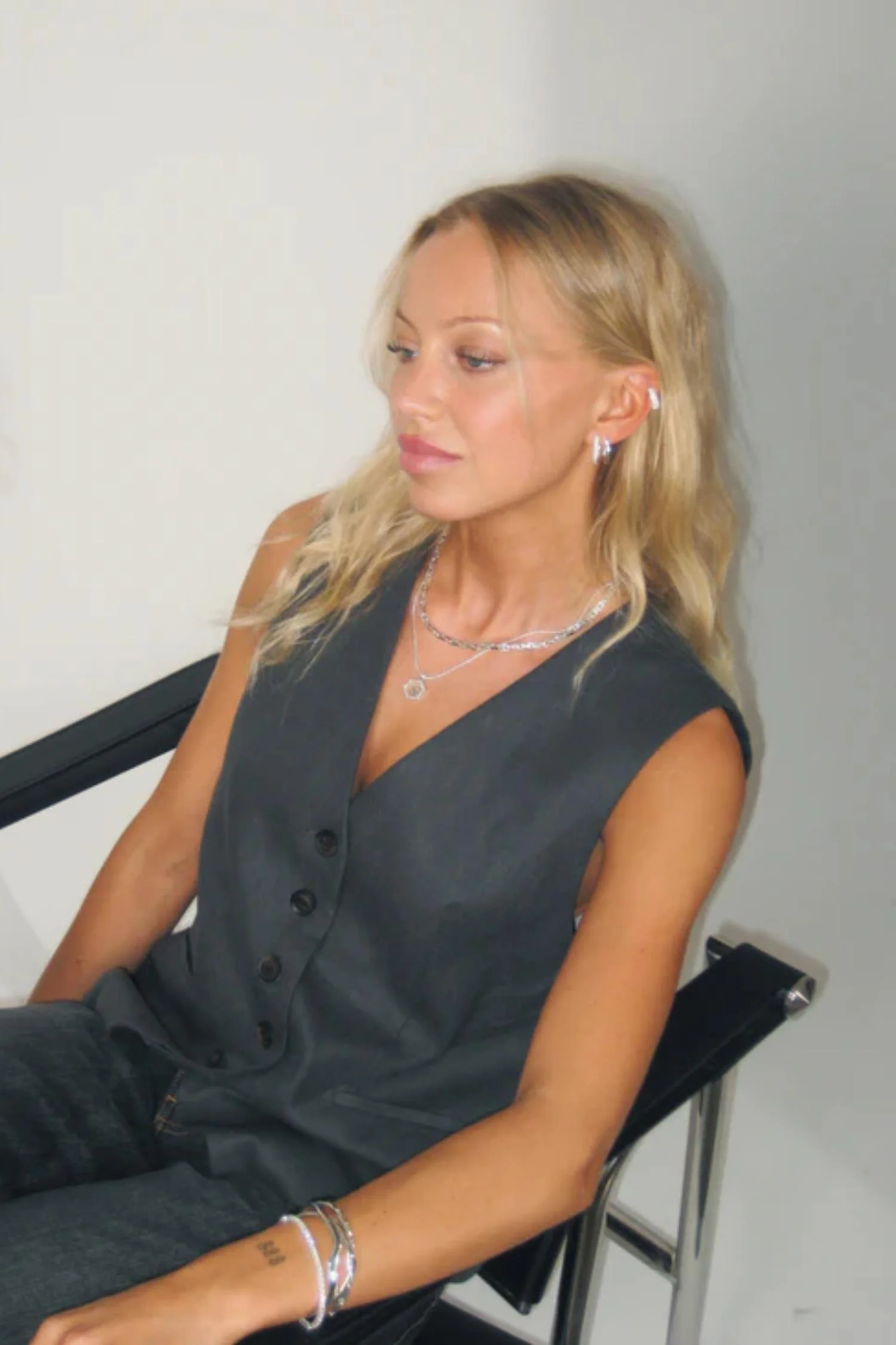 Floating Letter Necklace - Silver - Image 4
