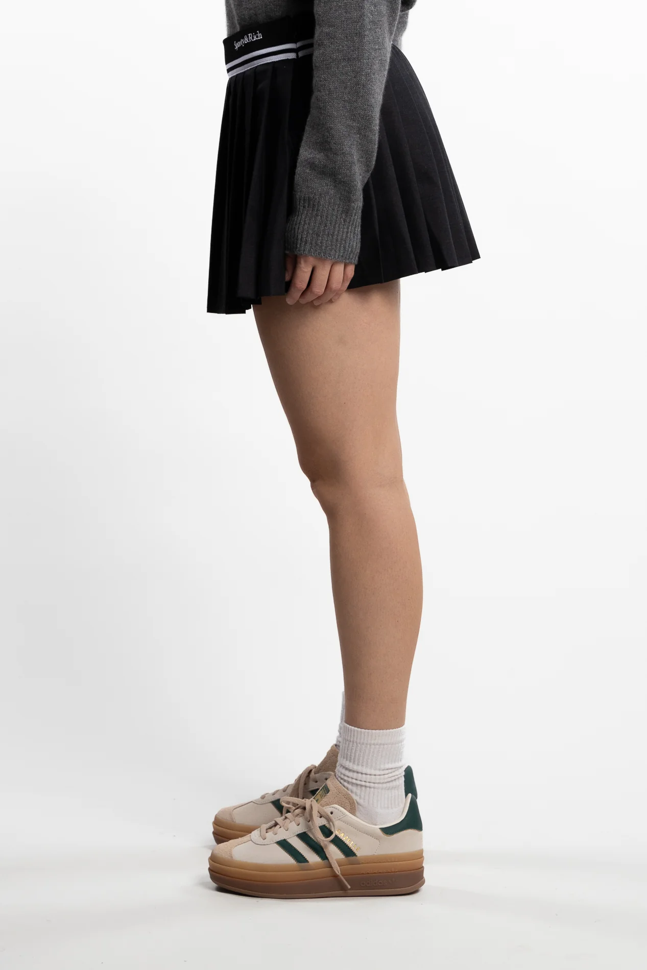 Abigail Wool Pleated Skirt- Gray - Image 2