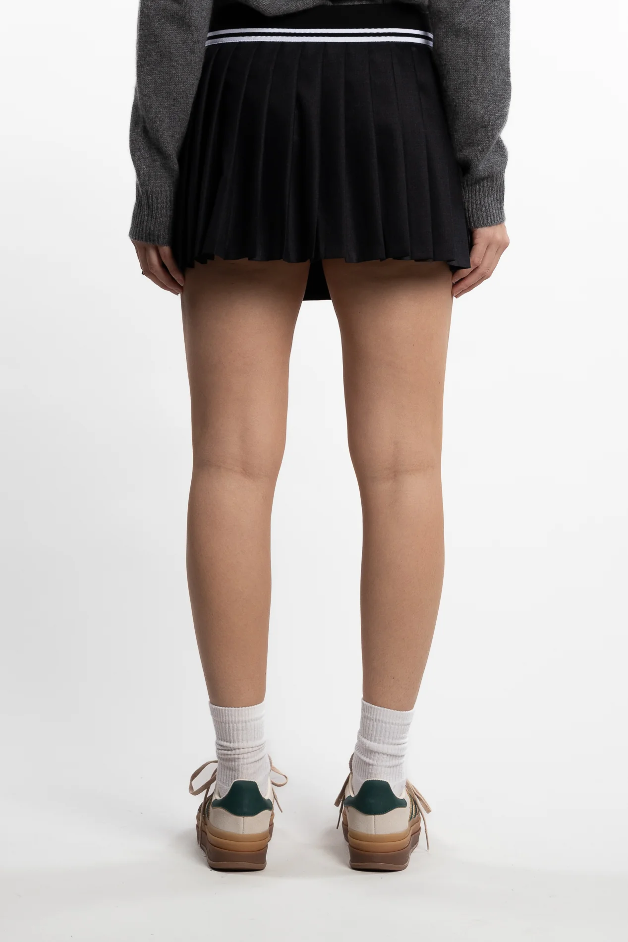 Abigail Wool Pleated Skirt- Gray - Image 3