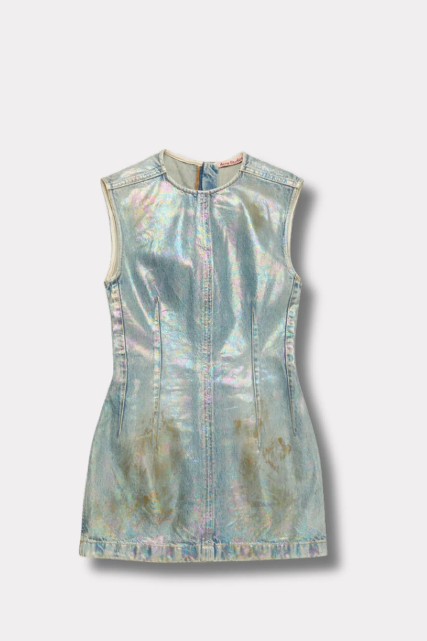 Coated Denim Dress- Mid Blue - Image 8