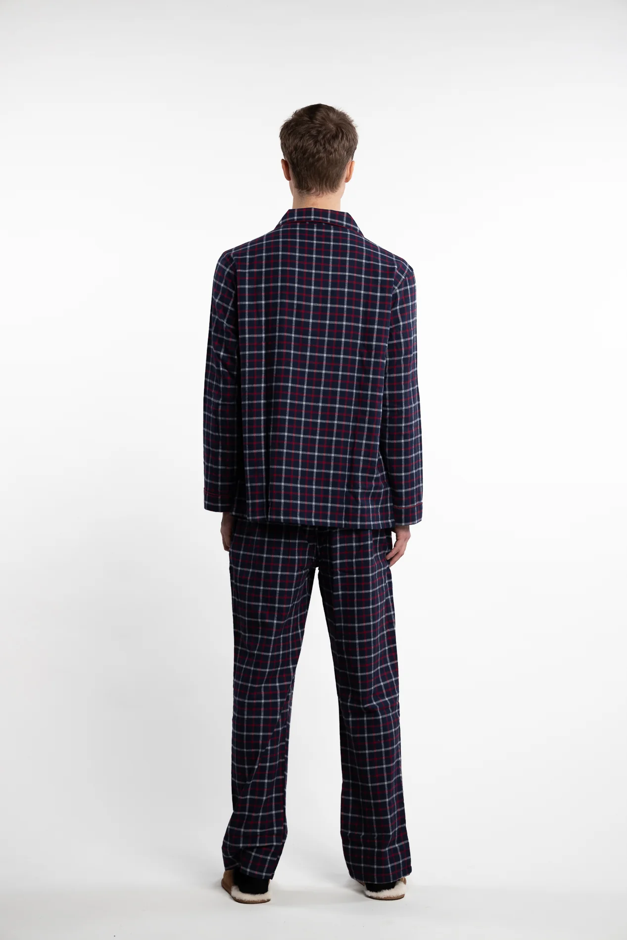 Hombre Checkered Flannel Pyjama Blue, White and Red - Image 3