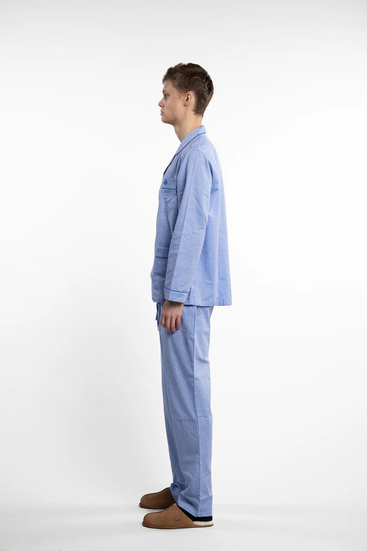Popelin Pyjama Squares Lightblue - Image 2