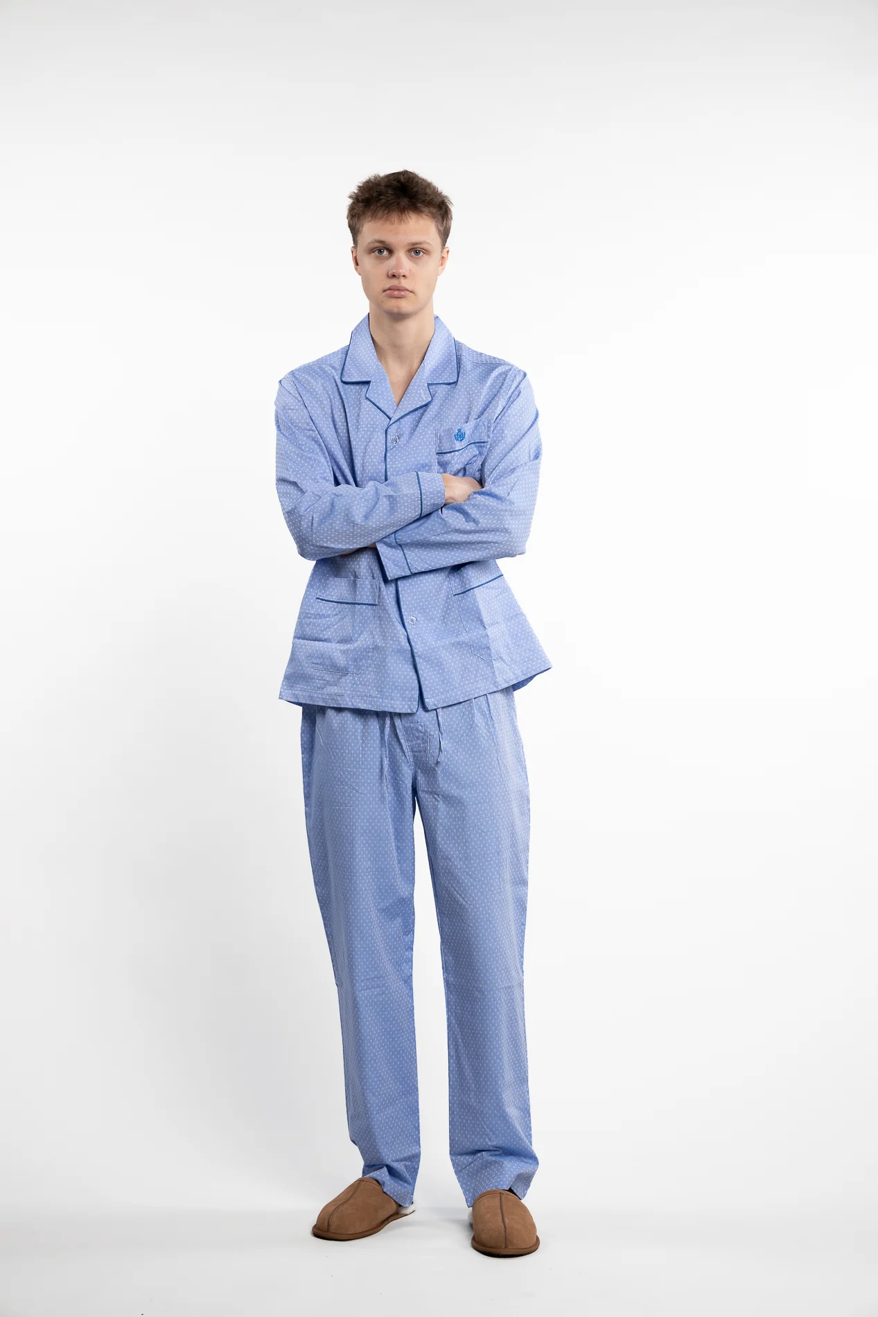 Popelin Pyjama Squares Lightblue - Image 4