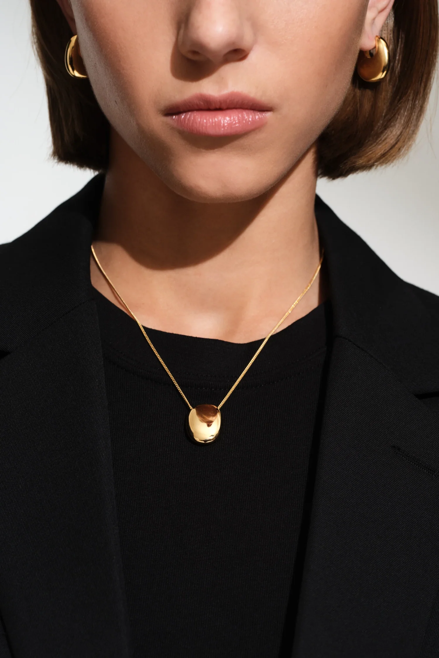 Women's Pebble Hoops Medium- Gold - Image 2