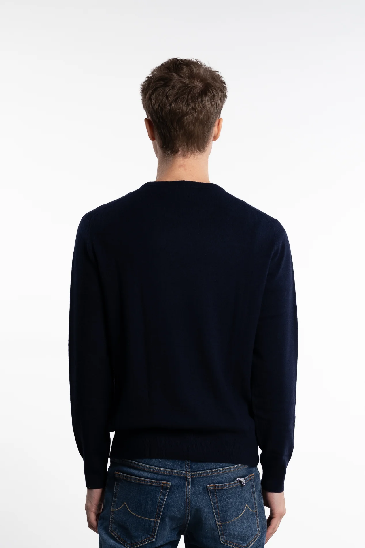 Knitted Cashmere Crewneck Navy - Image 3