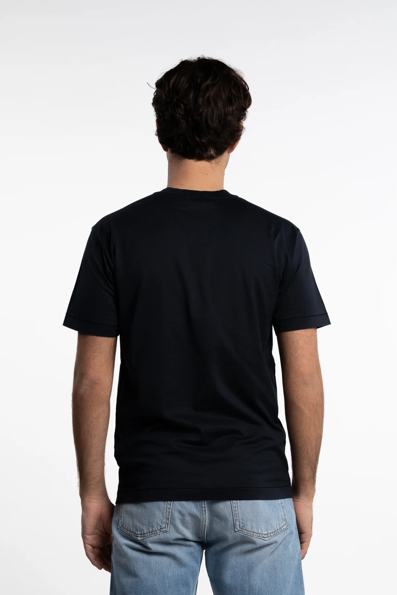 Cotton Jersey Slim Fit Compass Logo T-Shirt Navy - Image 3