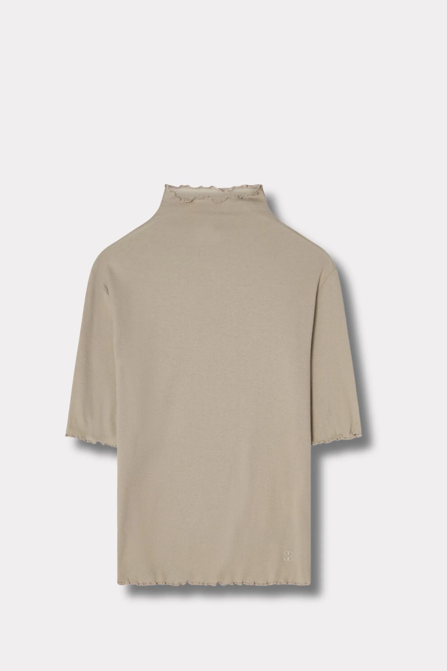 Rib Mock Neck Tee- Moss Grey - Image 7