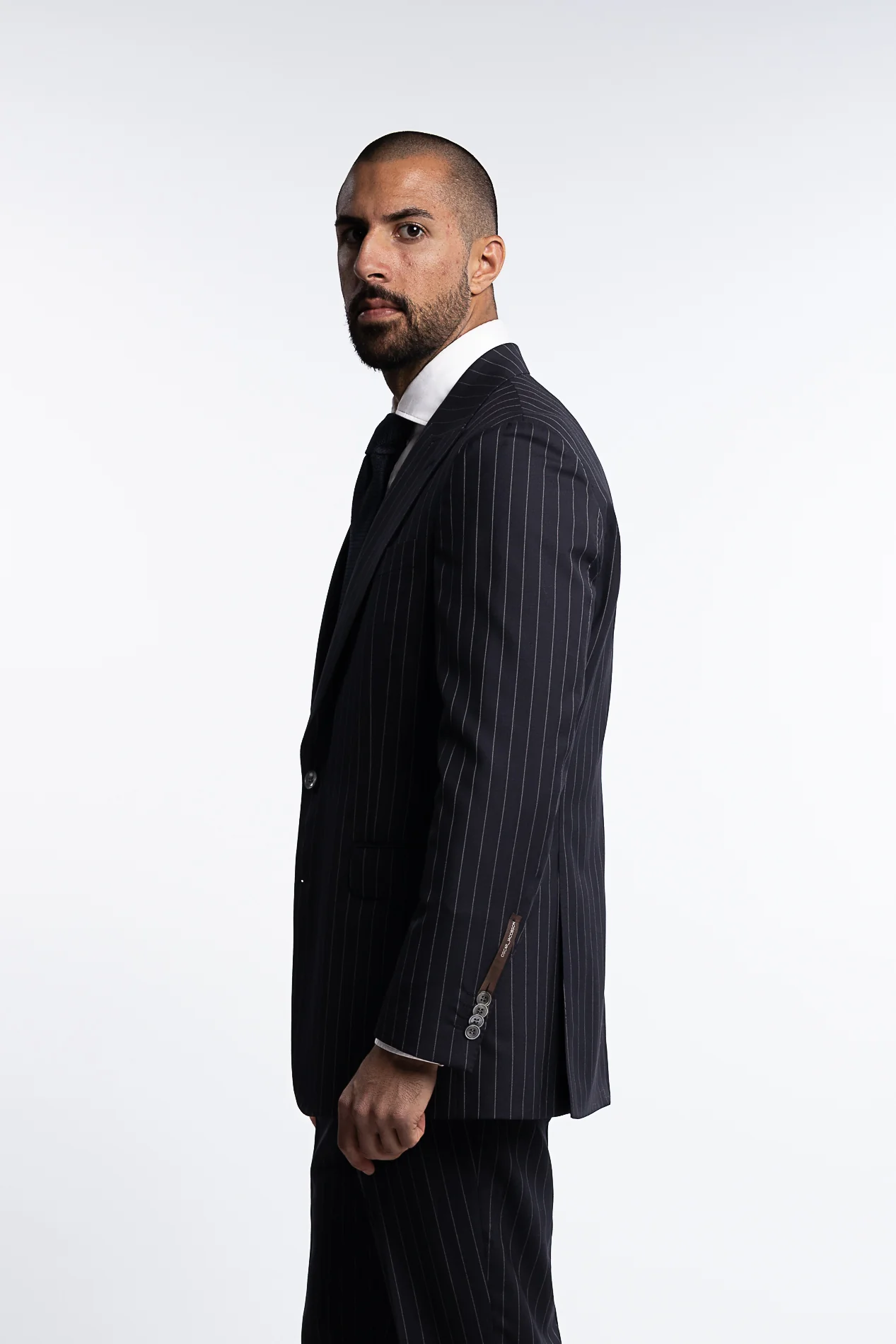 Faldo Regular Fit Wool Pinstripe Blazer Black - Image 2