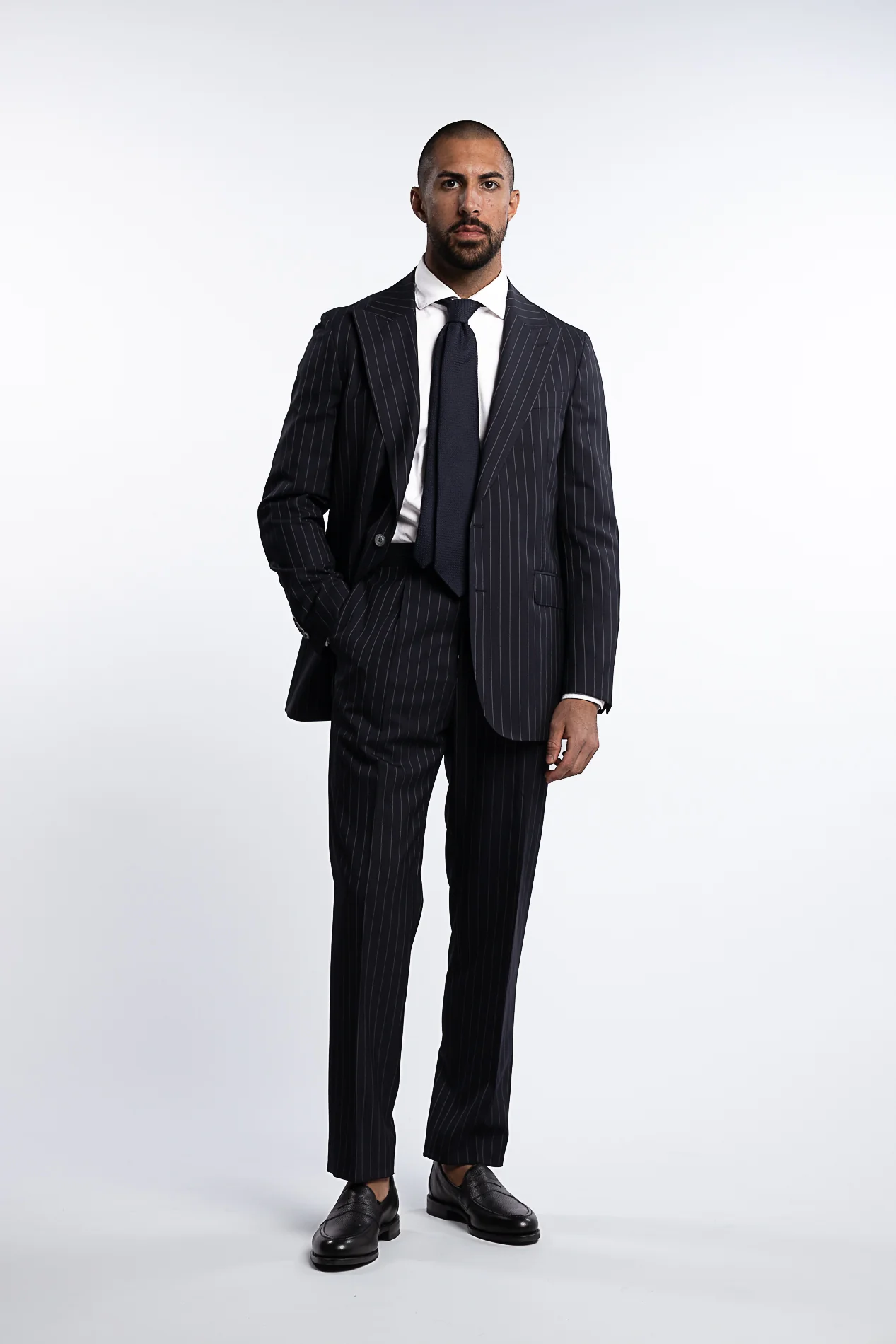 Faldo Regular Fit Wool Pinstripe Blazer Black - Image 5