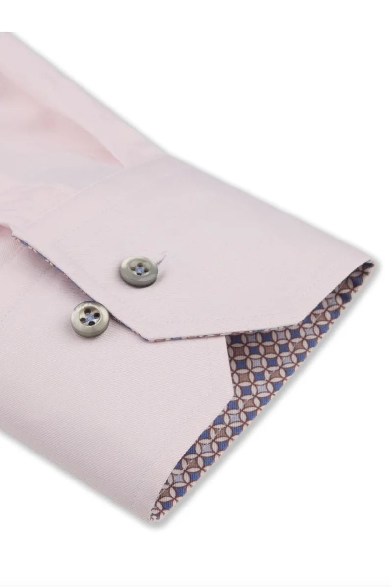 Fitted Body Twill Shirt Dark Pink Contrast - Image 3