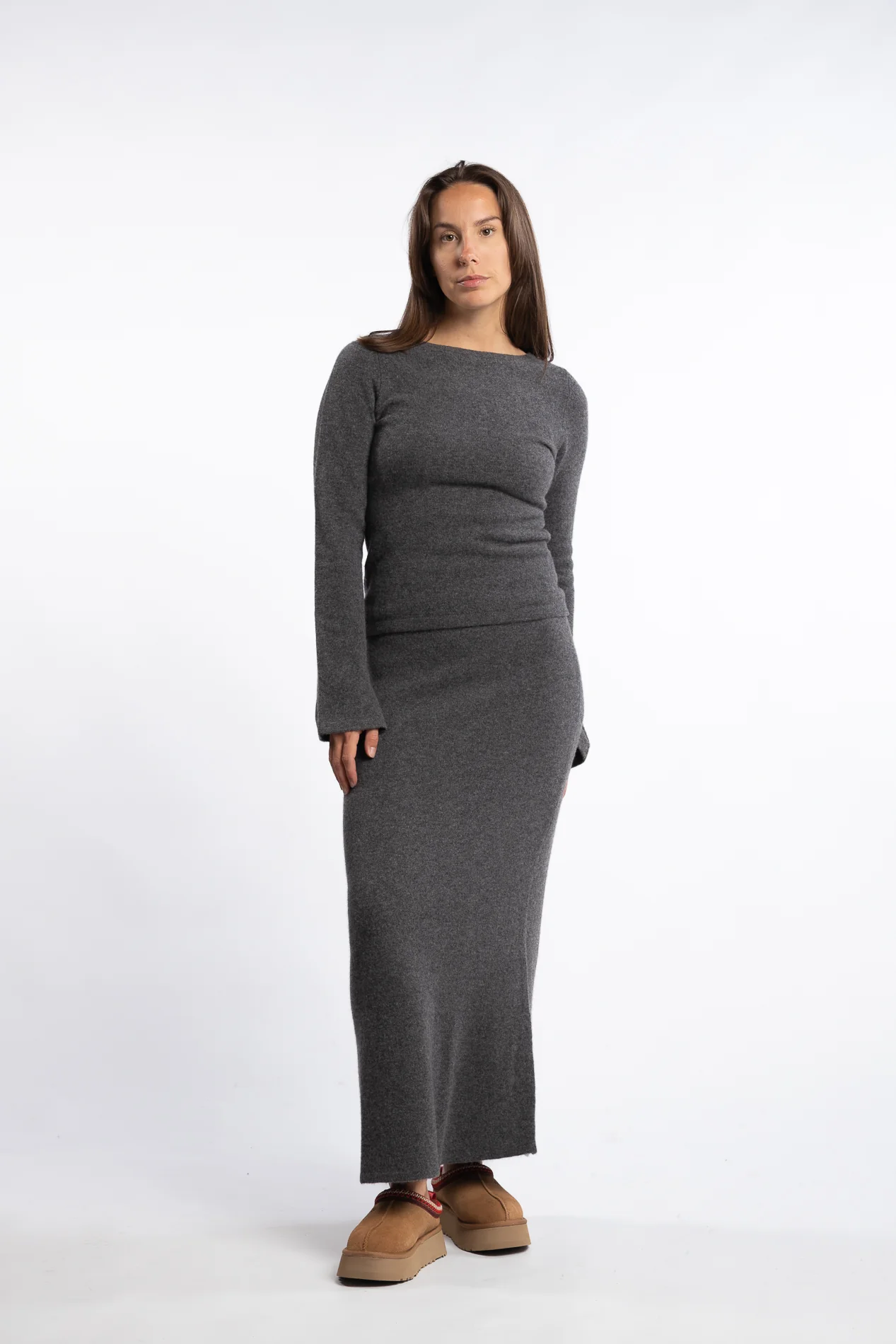 Jana Knit Skirt - Dark Grey Melange - Image 4