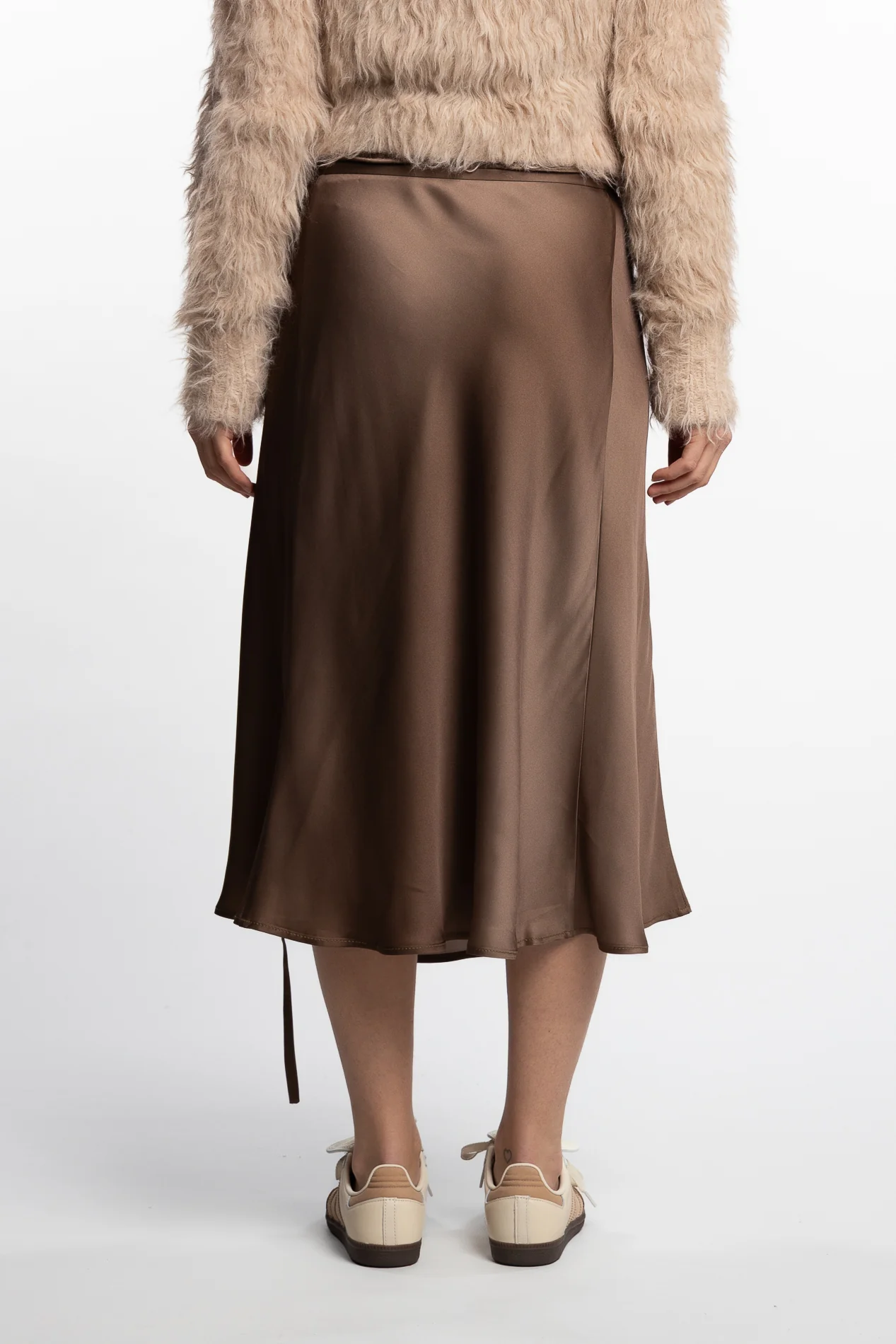 Satin Wrap Skirt- Golden Brown - Image 5