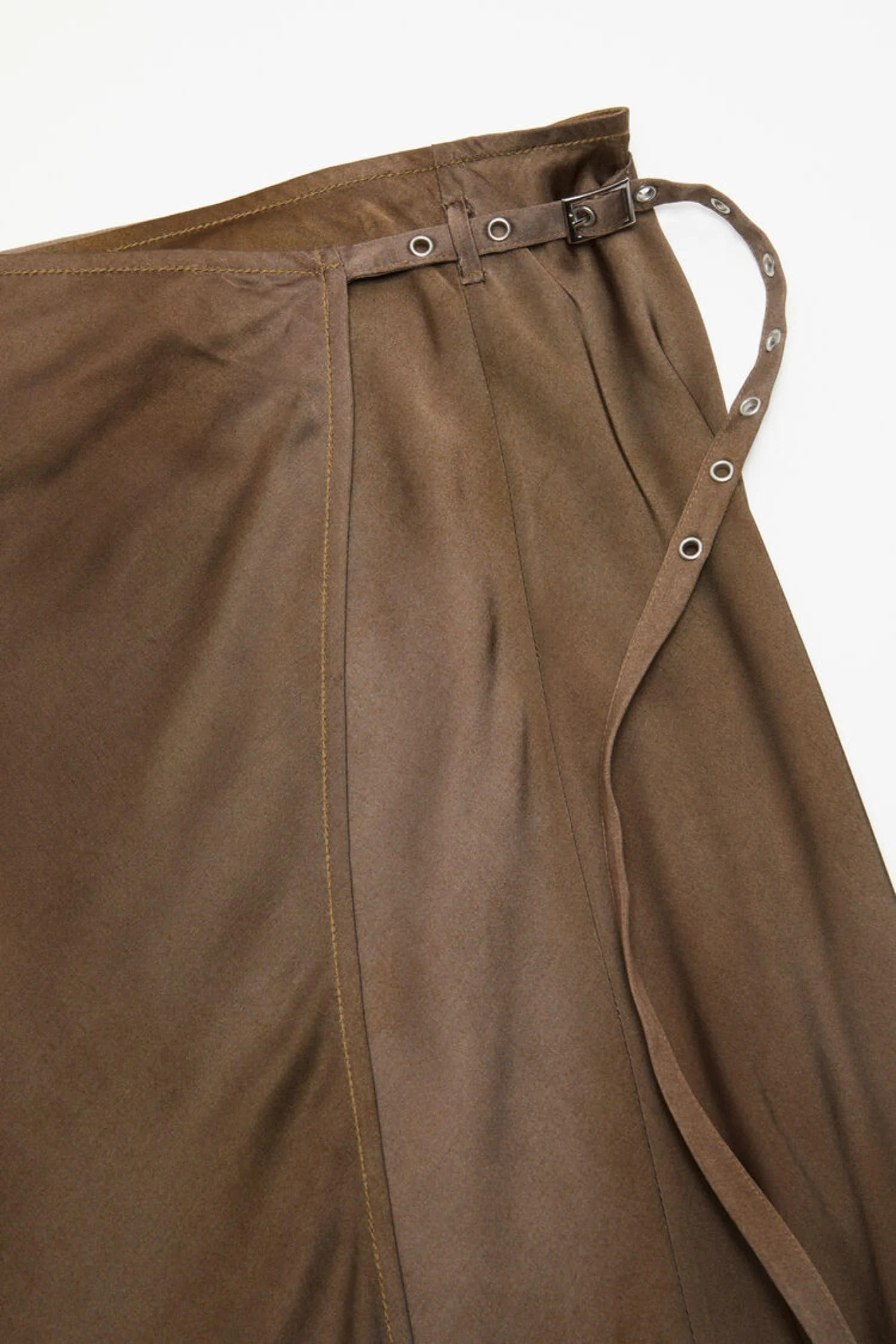 Satin Wrap Skirt- Golden Brown - Image 7