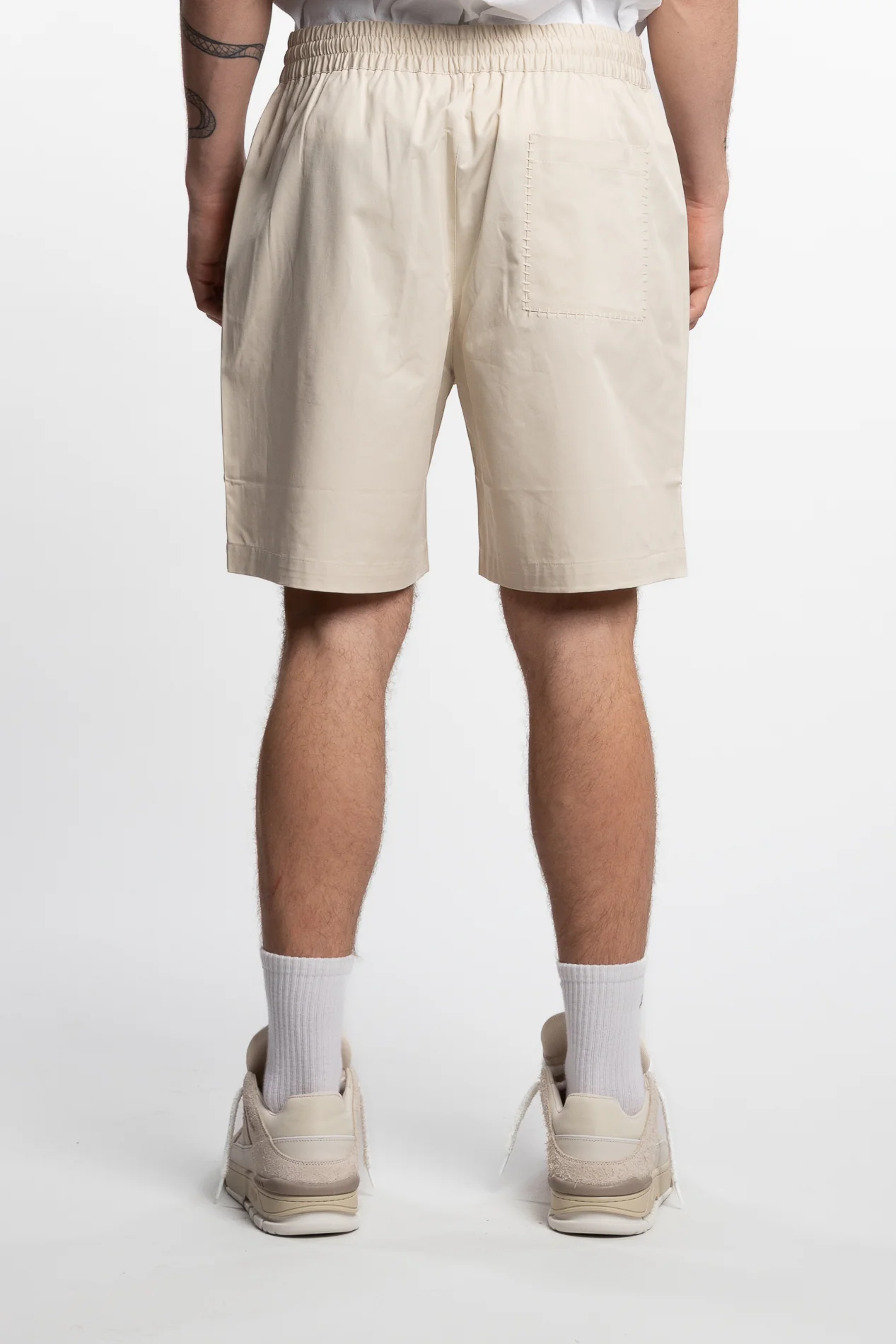 Stitch Embroidered Shorts Pale Beige - Image 3
