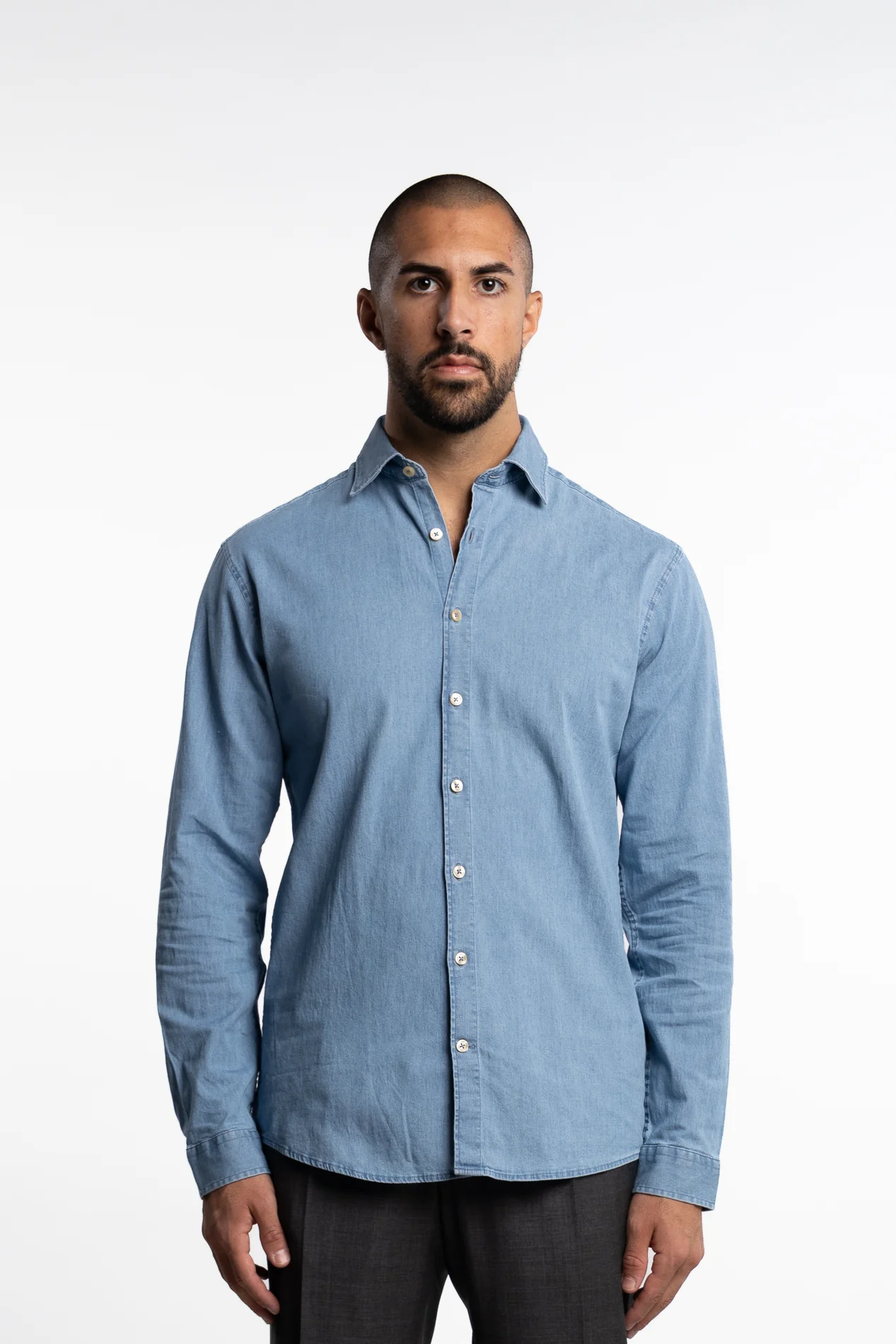 Soft Indigo Stretch Shirt Light Blue - Image 2