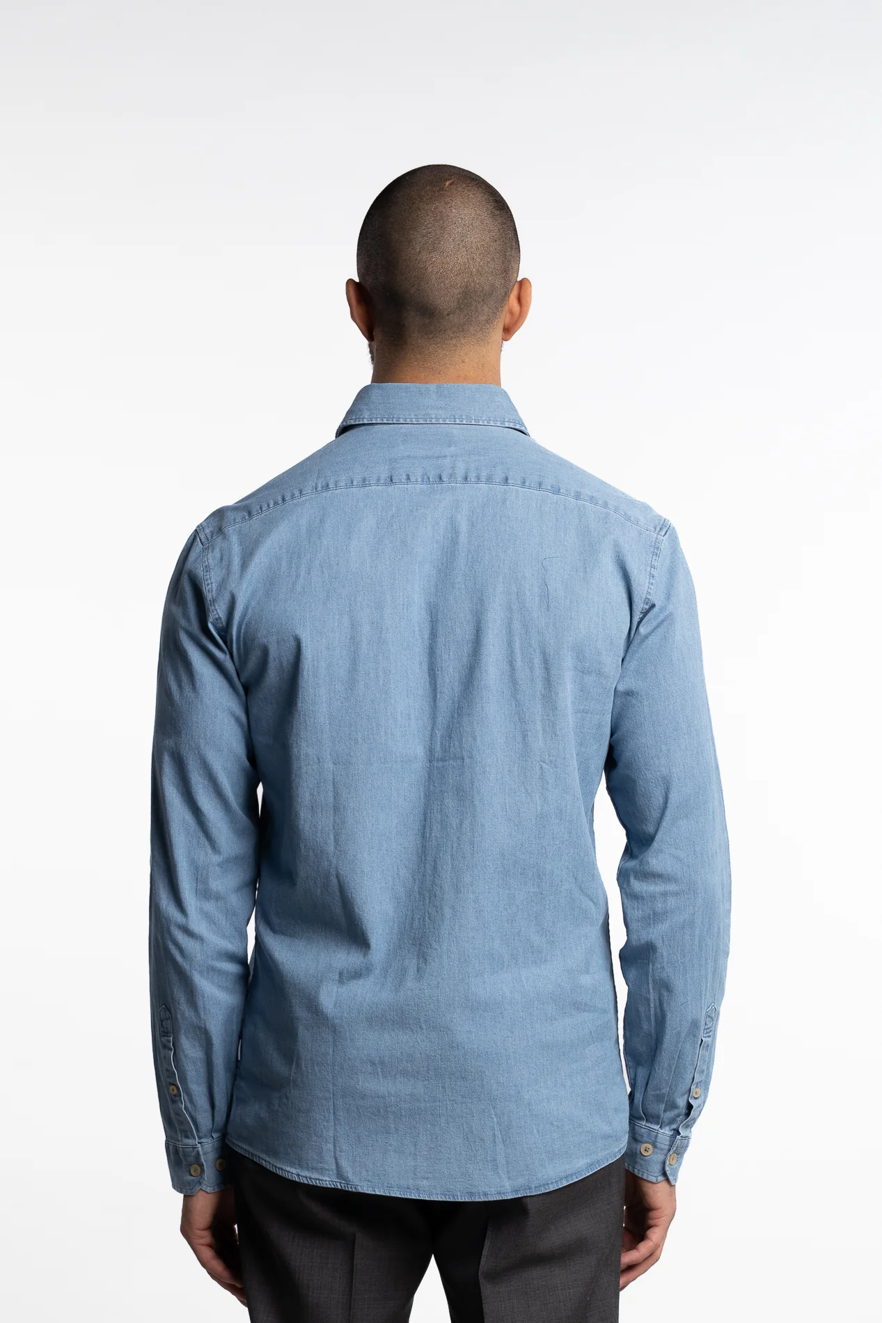 Soft Indigo Stretch Shirt Light Blue - Image 4