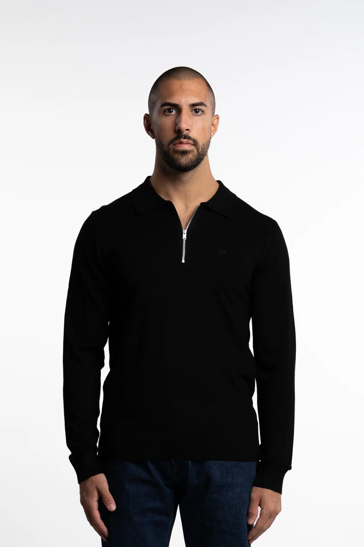 Ecovero LS Zip Polo Black - Image 2