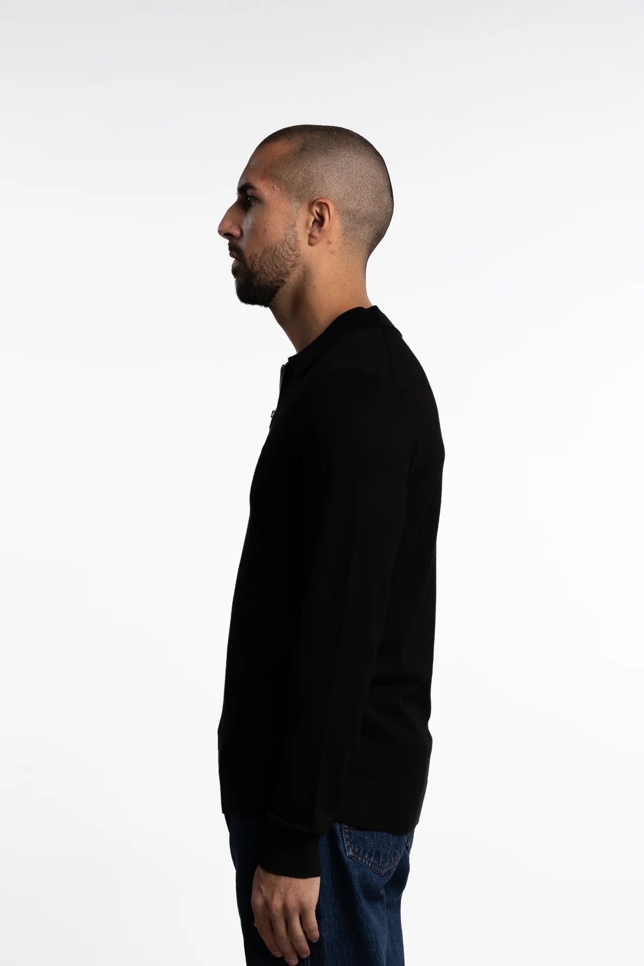 Ecovero LS Zip Polo Black - Image 3