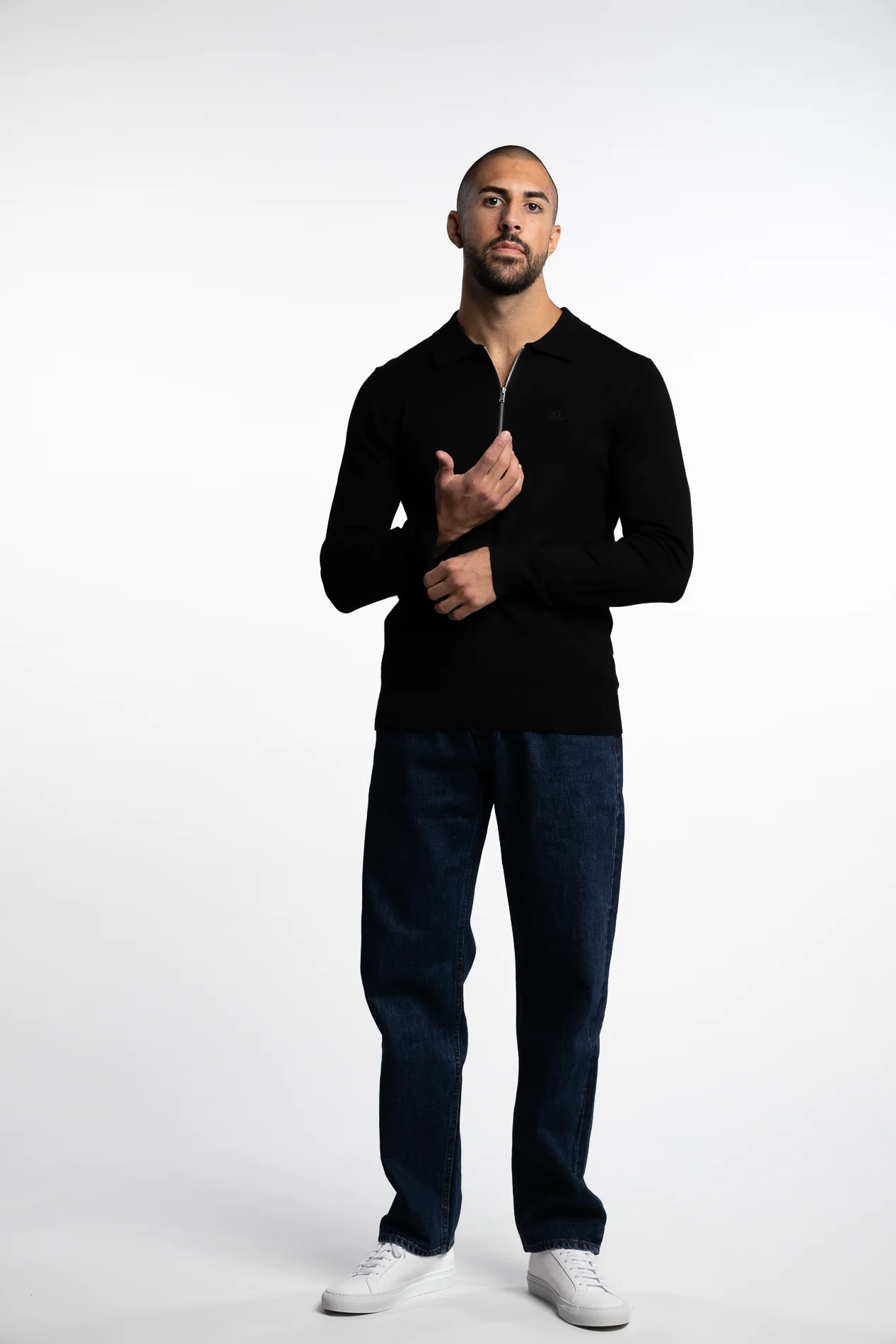 Ecovero LS Zip Polo Black - Image 5