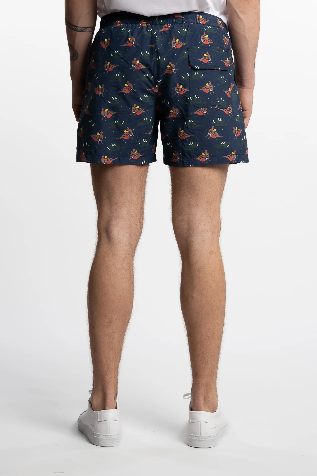 Bathers Print Drawstring Swimshorts Navy - Image 3