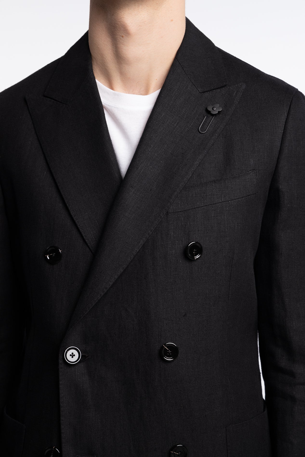 Irish Regular Fit Linen DB Blazer Black - Image 6