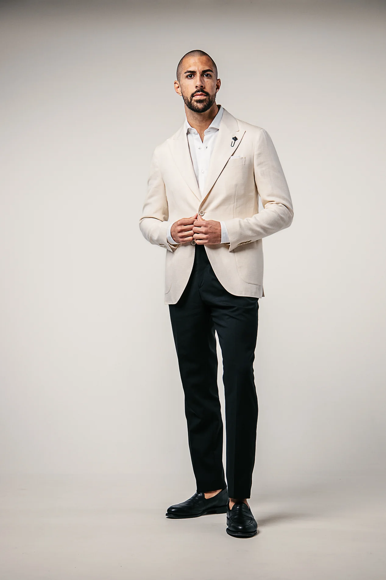 Cotton/Linen Regular Fit Jacket Off White - Image 5