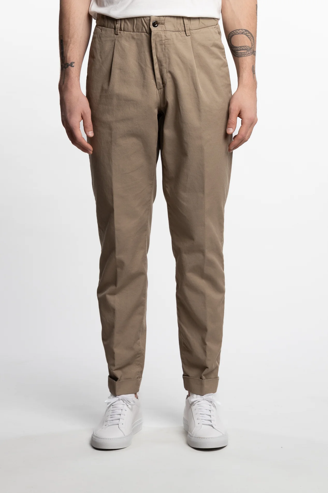 Capri Pleated Cotton/Linen Pant Light Brown - Image 2