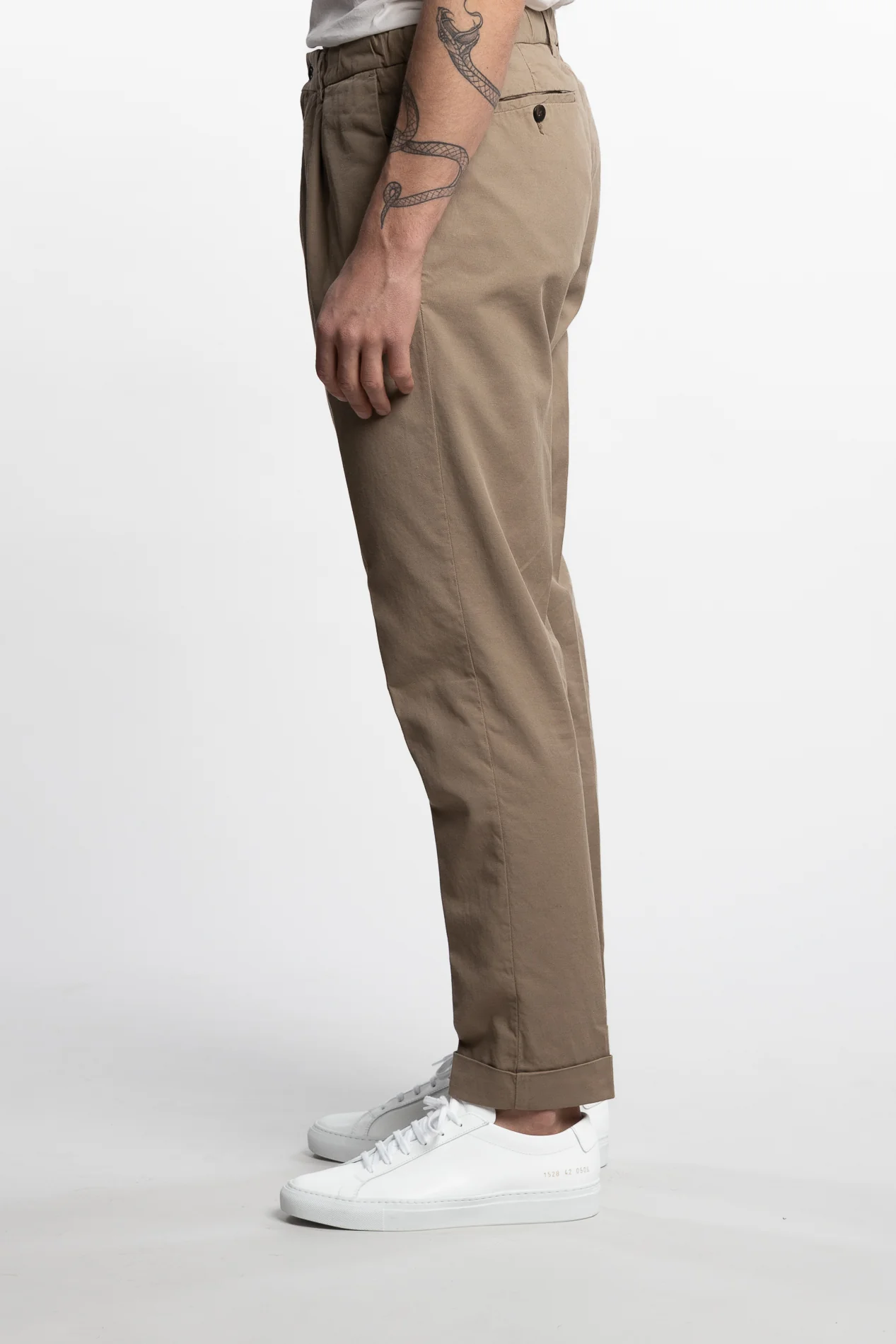Capri Pleated Cotton/Linen Pant Light Brown - Image 3
