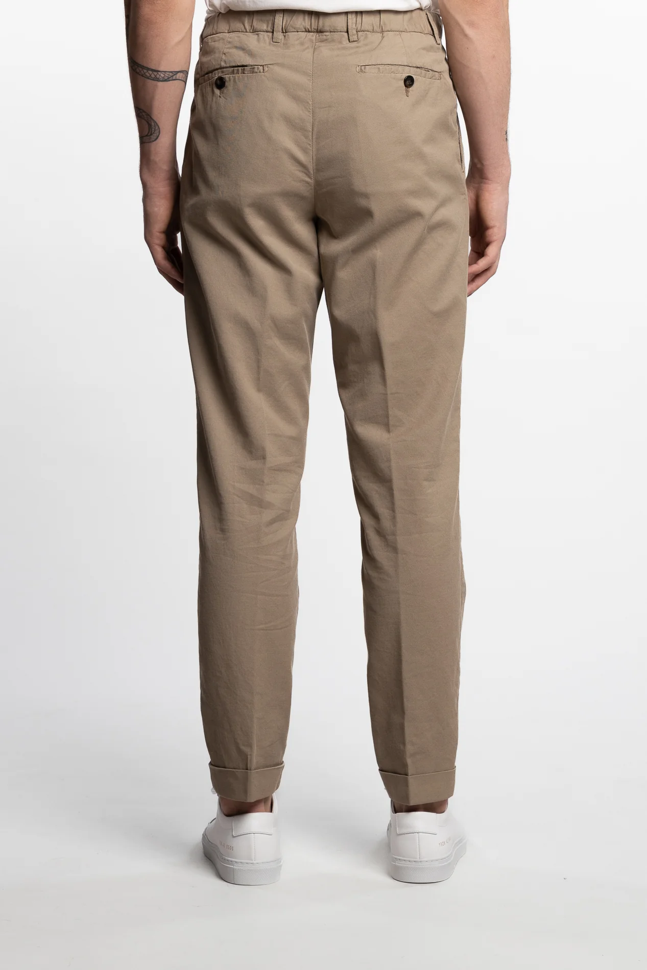 Capri Pleated Cotton/Linen Pant Light Brown - Image 4