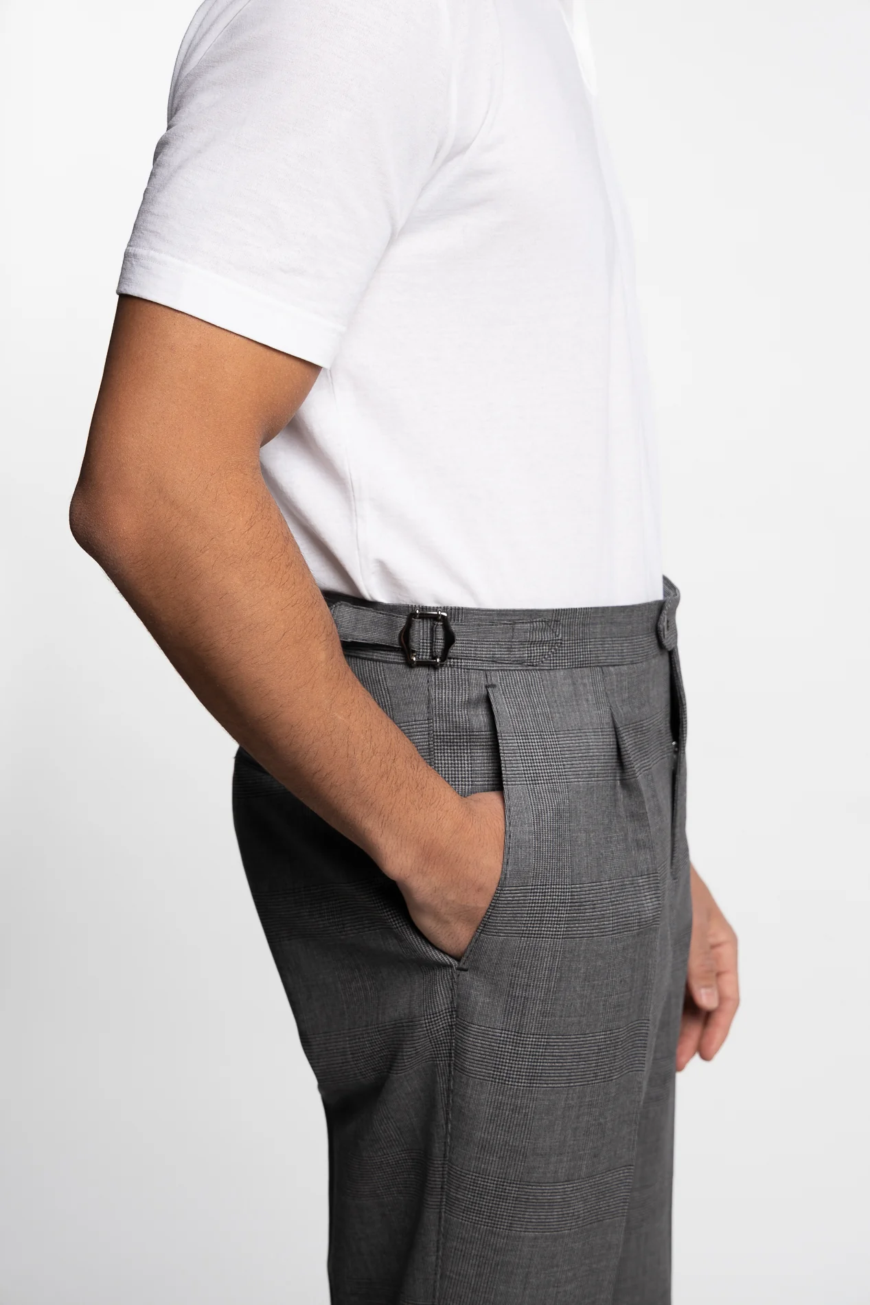 Vicenza Double Breasted Wool Suit Grey Check - Image 7