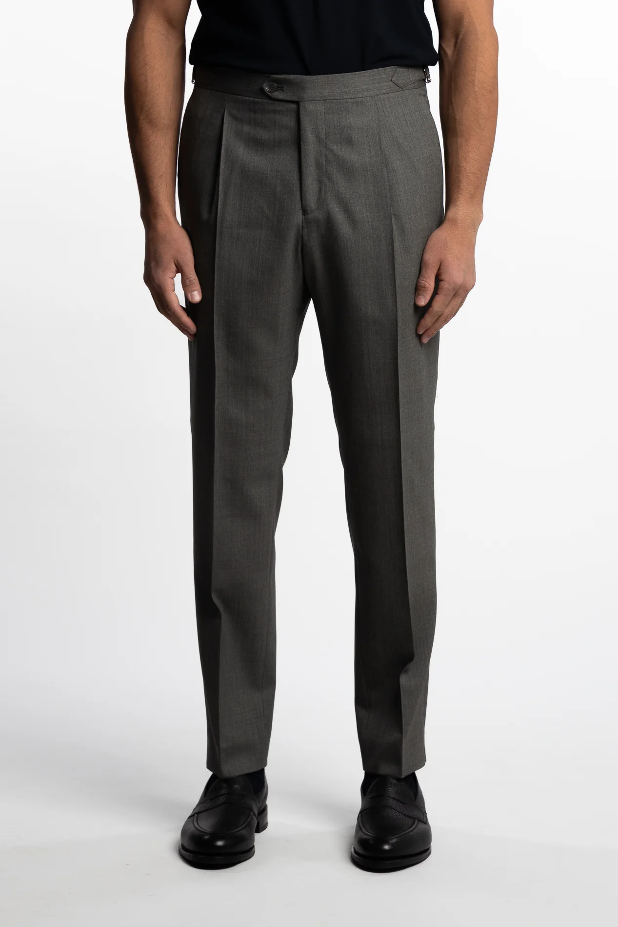 Prato Pleated Wool Trouser Mint Green - Image 3