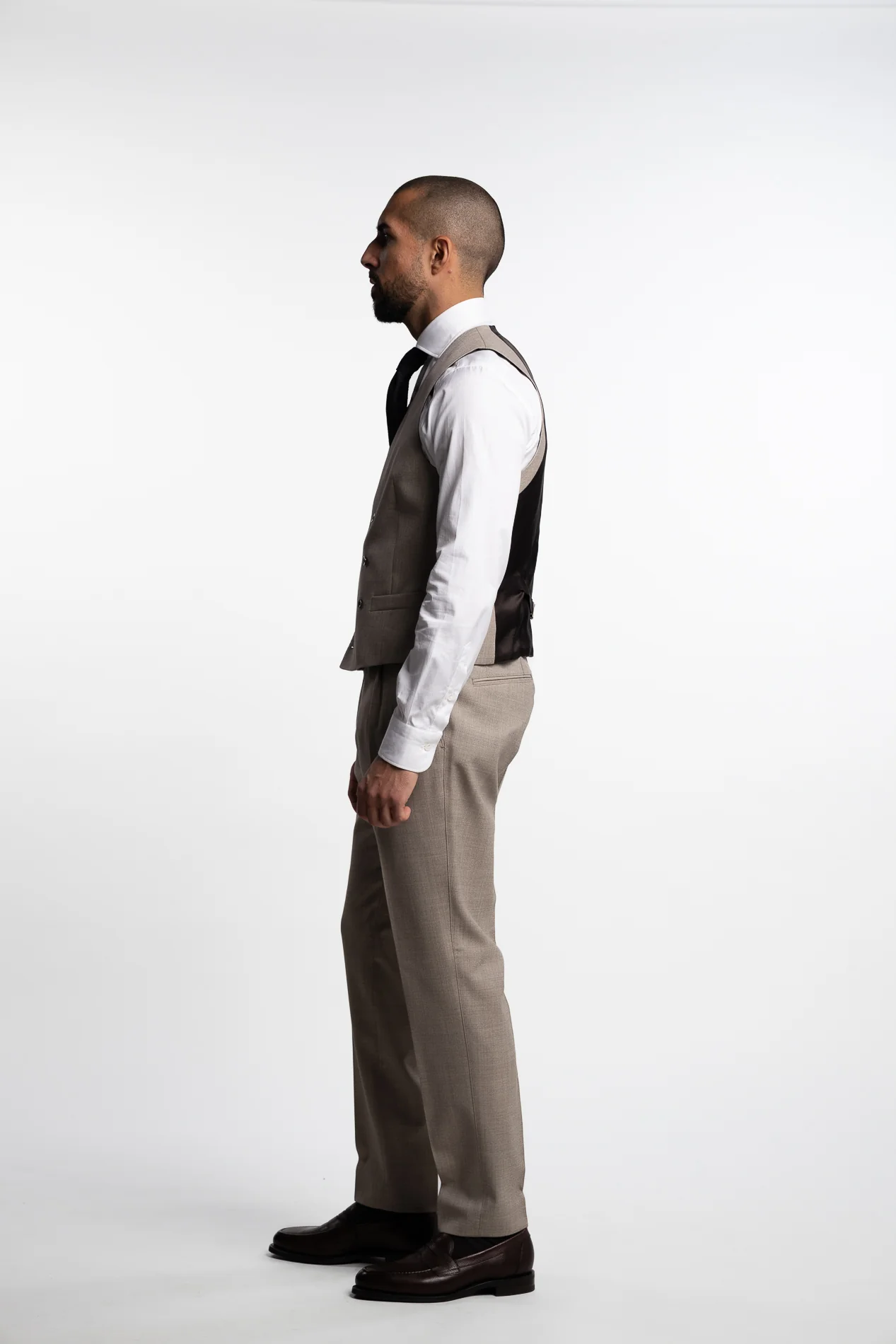 Veneto Slim Fit Wool Vest Brown Desert - Image 2