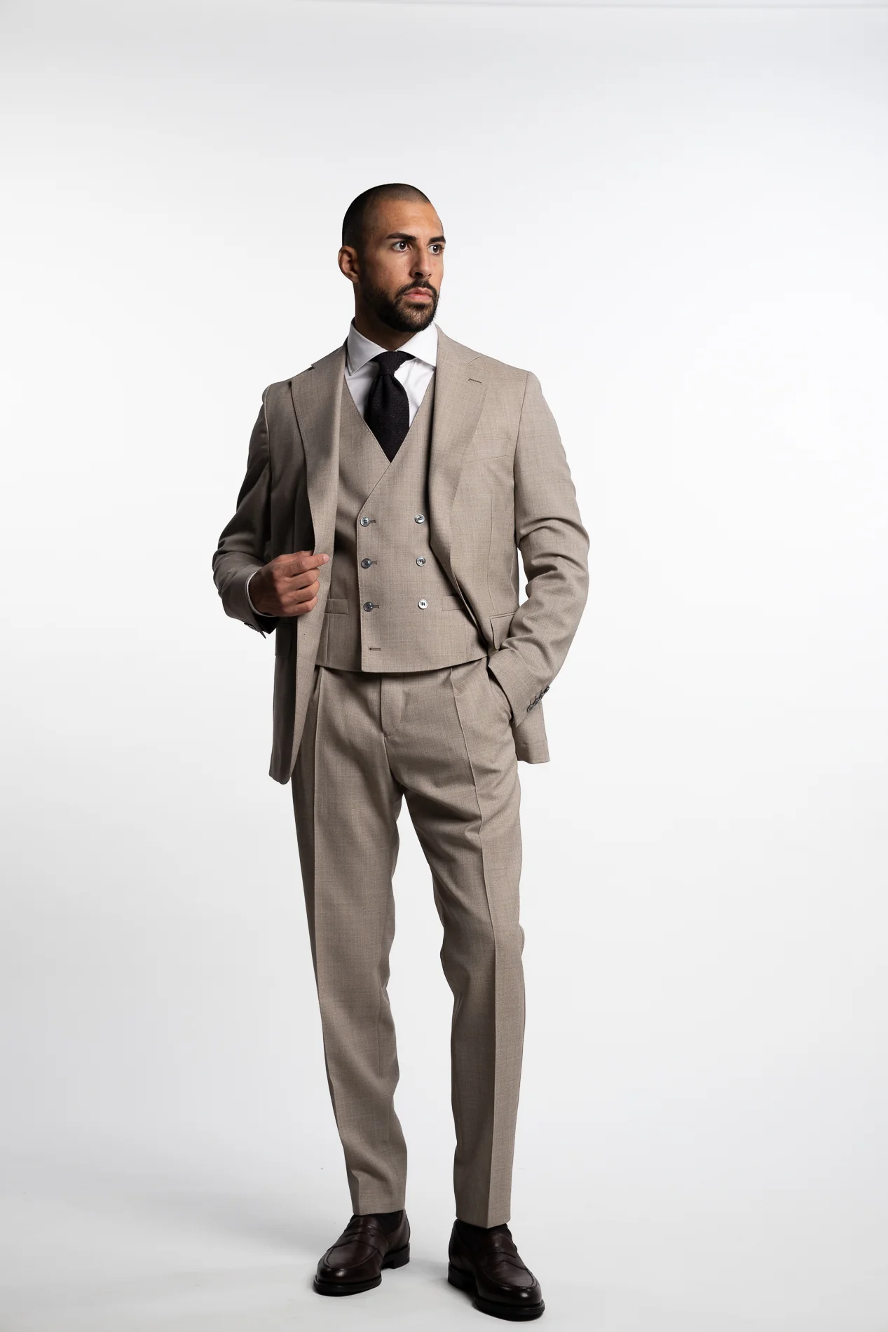 Veneto Slim Fit Wool Vest Brown Desert - Image 5