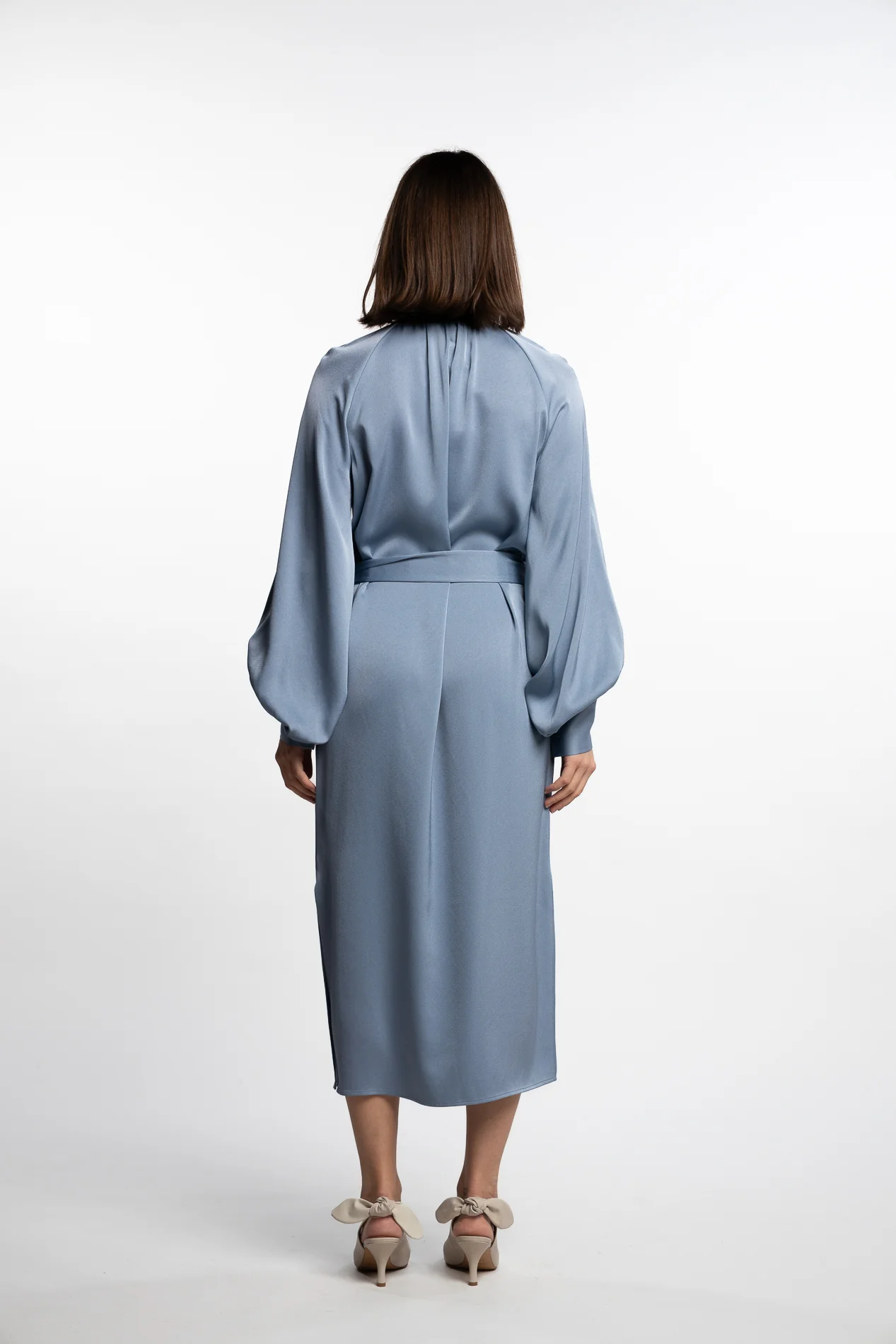 Belted Longsleeve Dress- Air Blue - Image 4