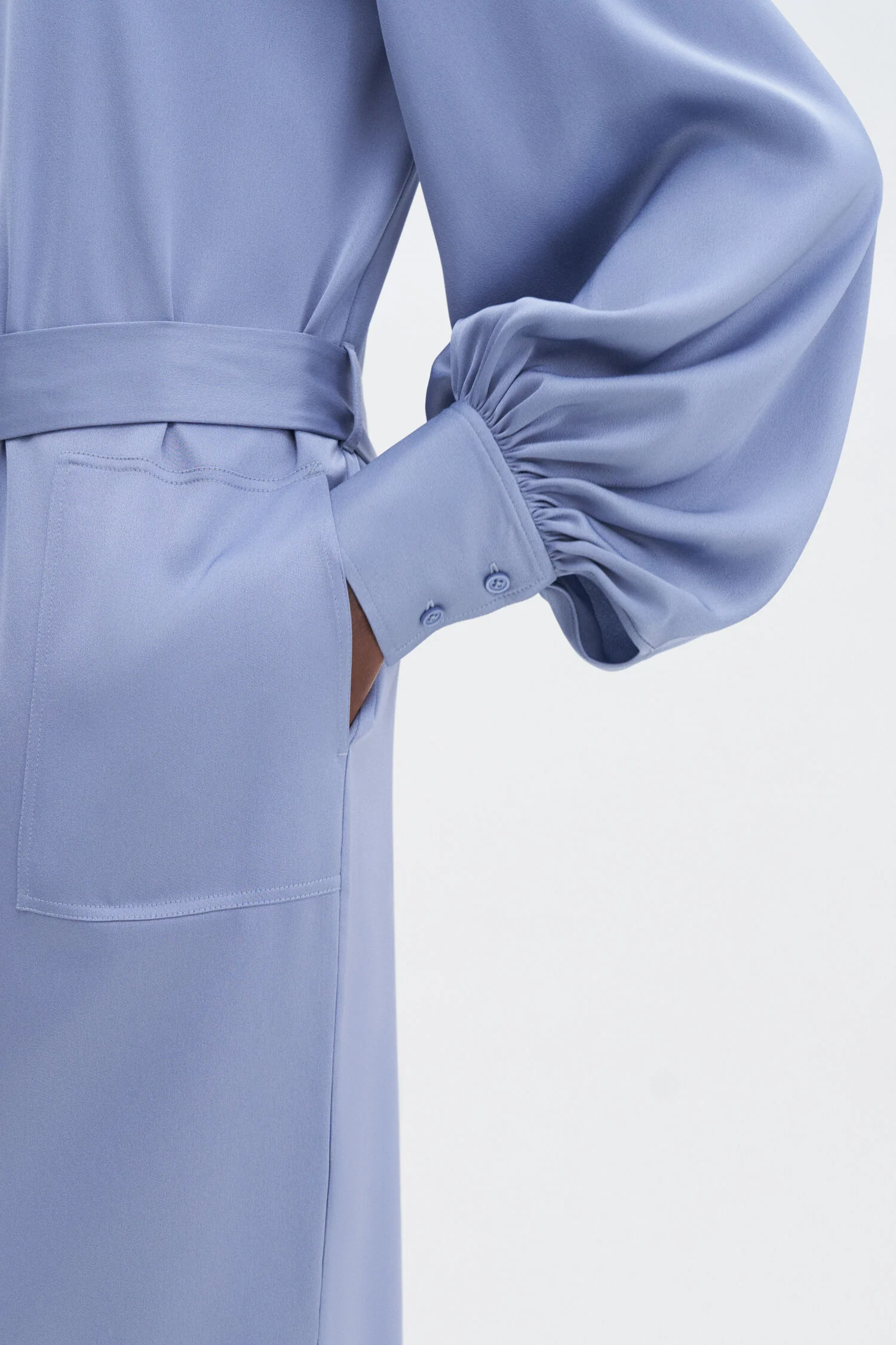 Belted Longsleeve Dress- Air Blue - Image 7