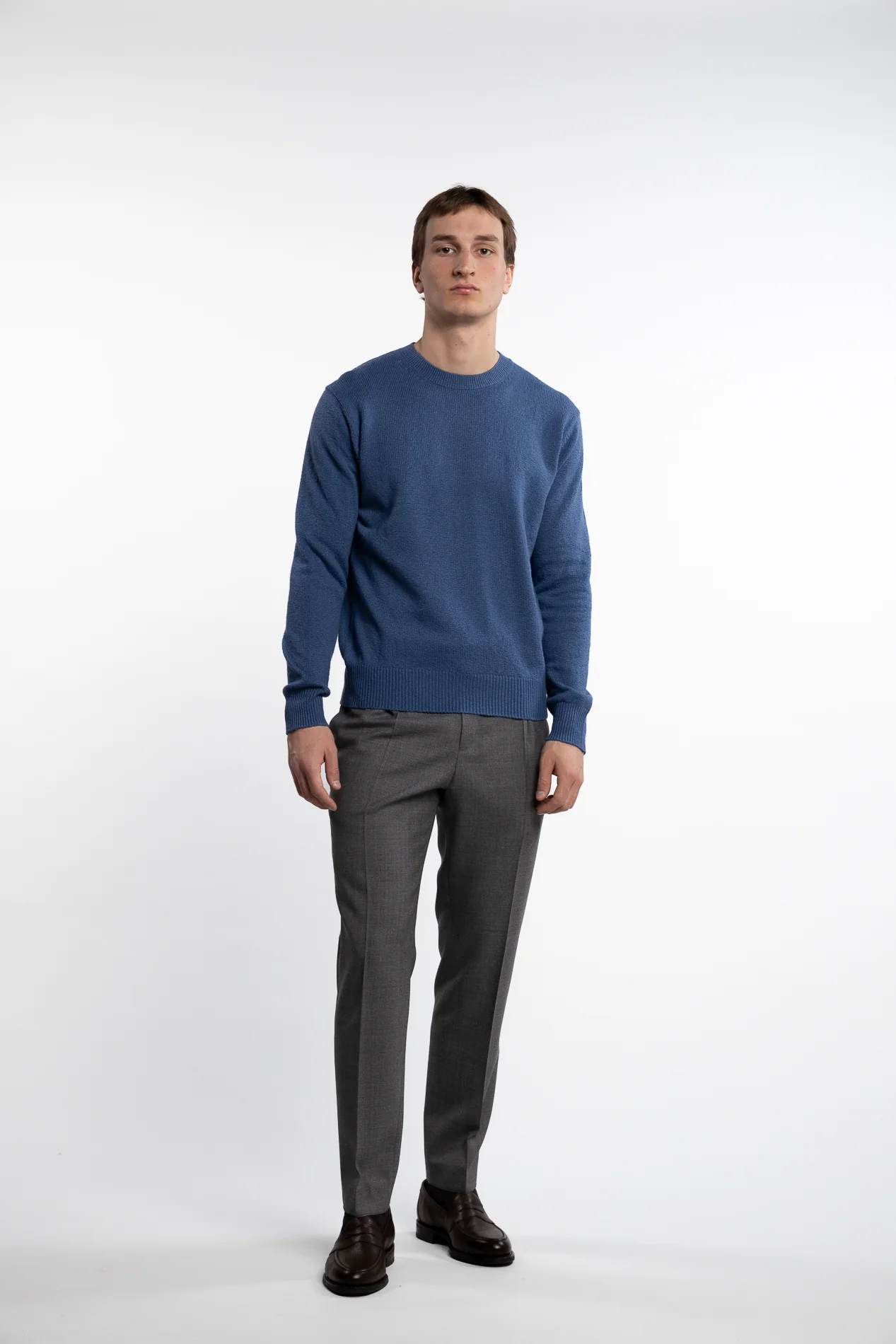 Knitted Cotton Round Neck Cobalto - Image 10