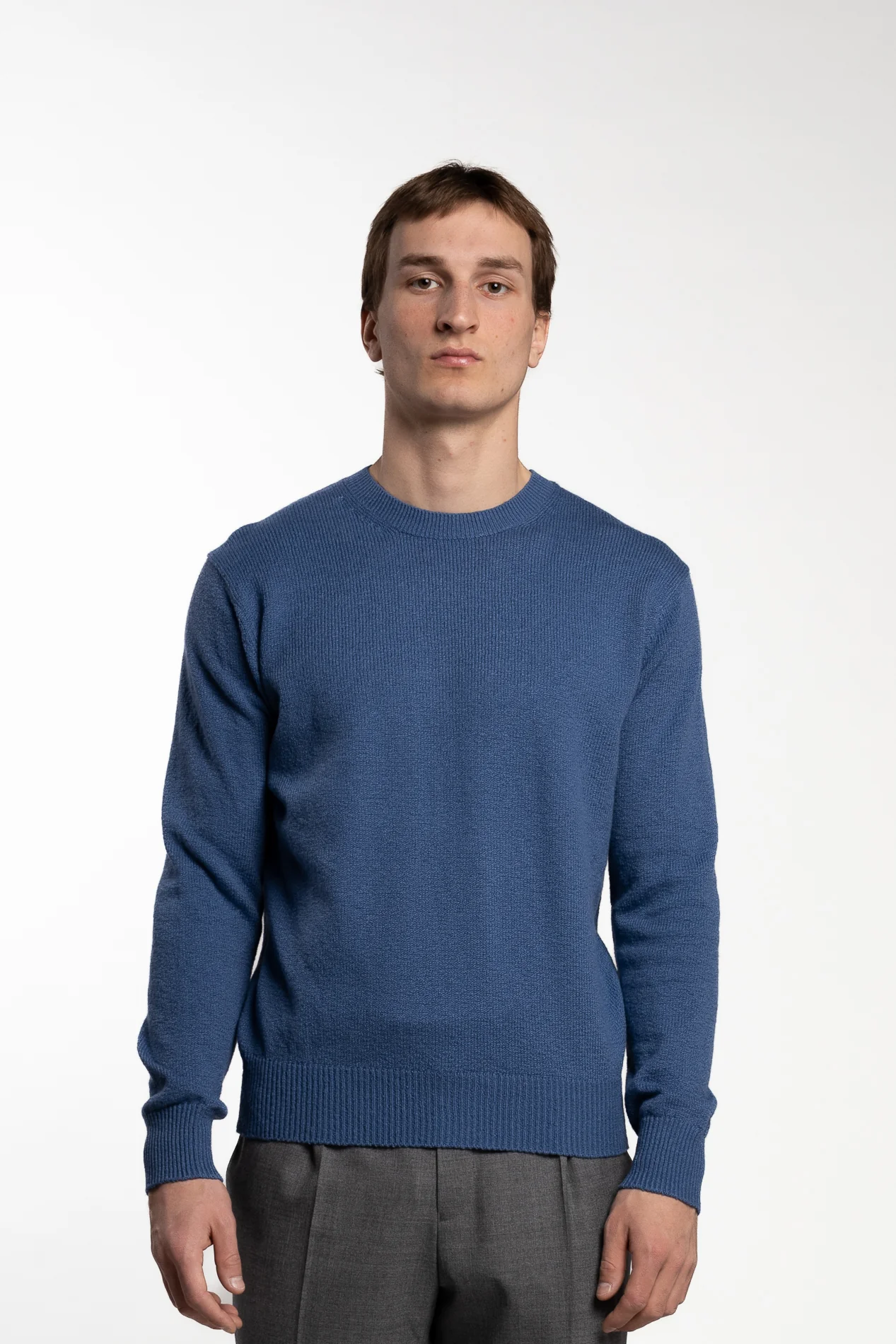 Knitted Cotton Round Neck Cobalto - Image 7