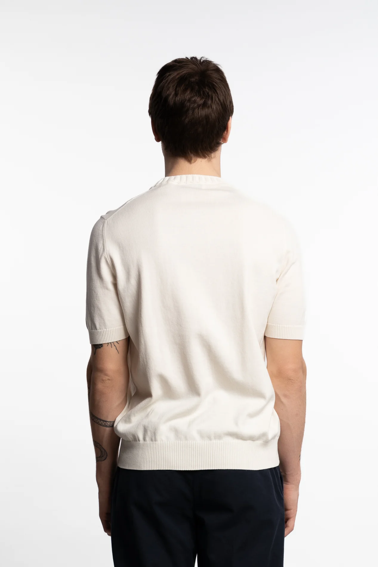 Egyptian Cotton Short Sleeve Crewneck Cream - Image 4