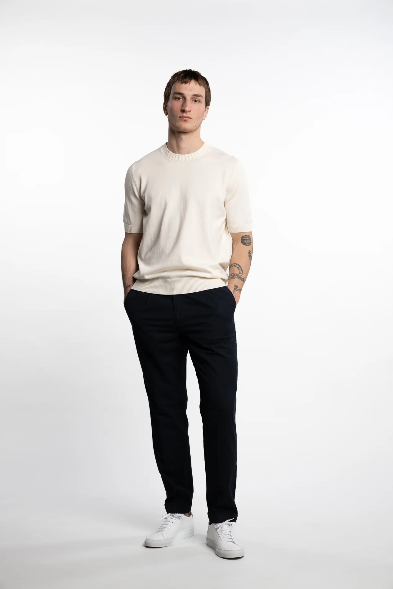 Egyptian Cotton Short Sleeve Crewneck Cream - Image 5