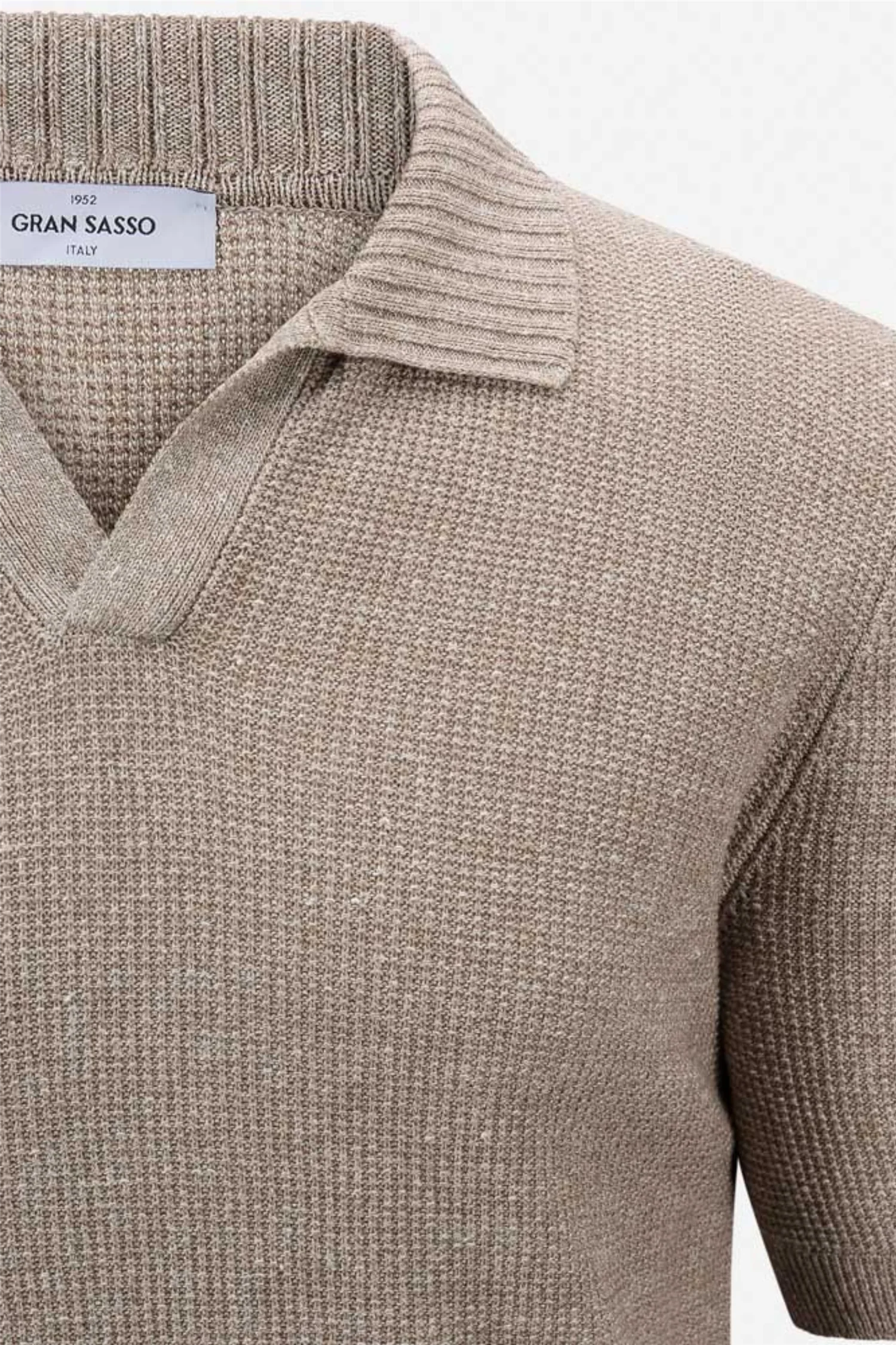 Cotton/Linen Chicco Di Riso Polo Short Sleeve Beige - Image 4
