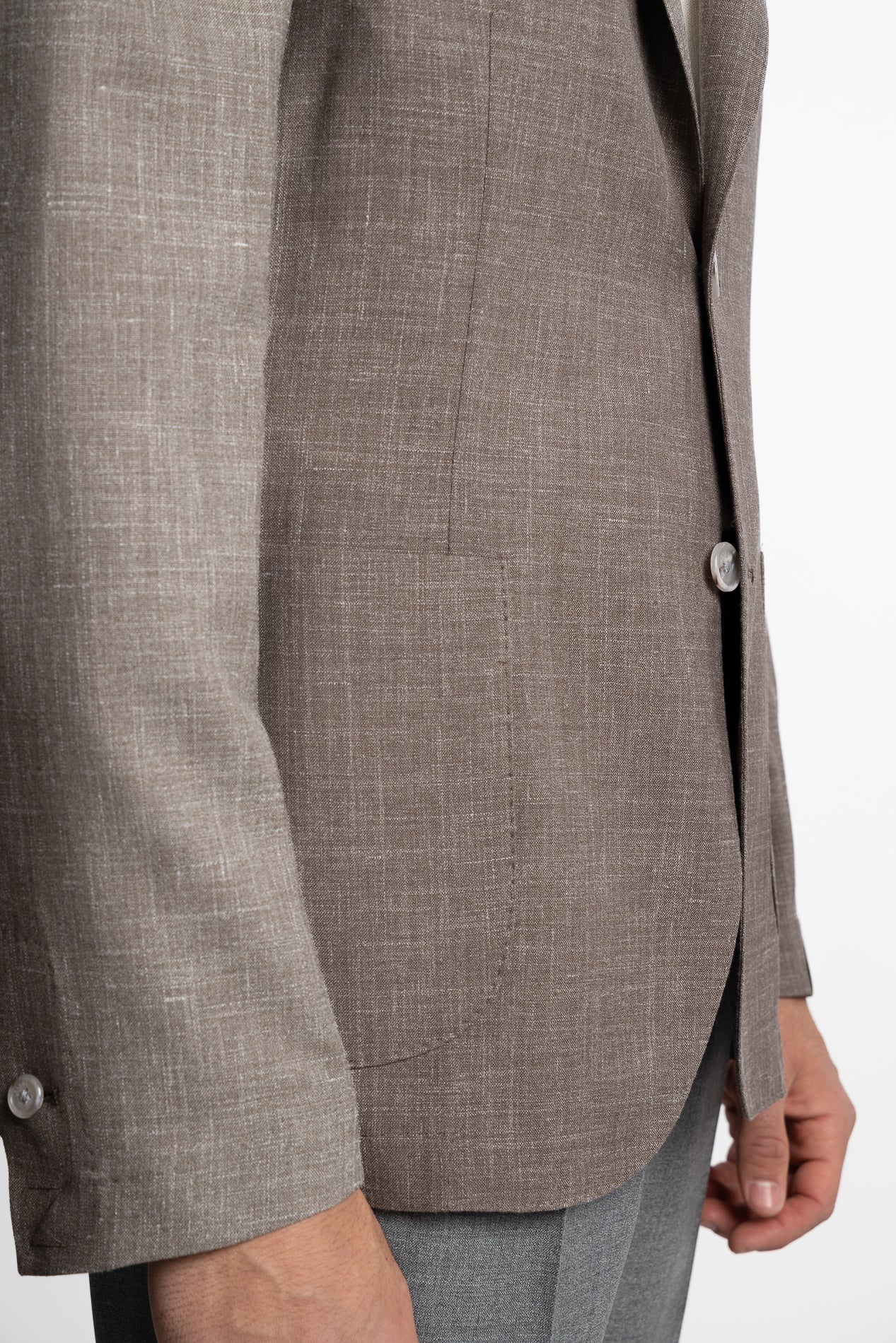 Wool/Silk/Linen Easywear Blazer Beige - Image 5