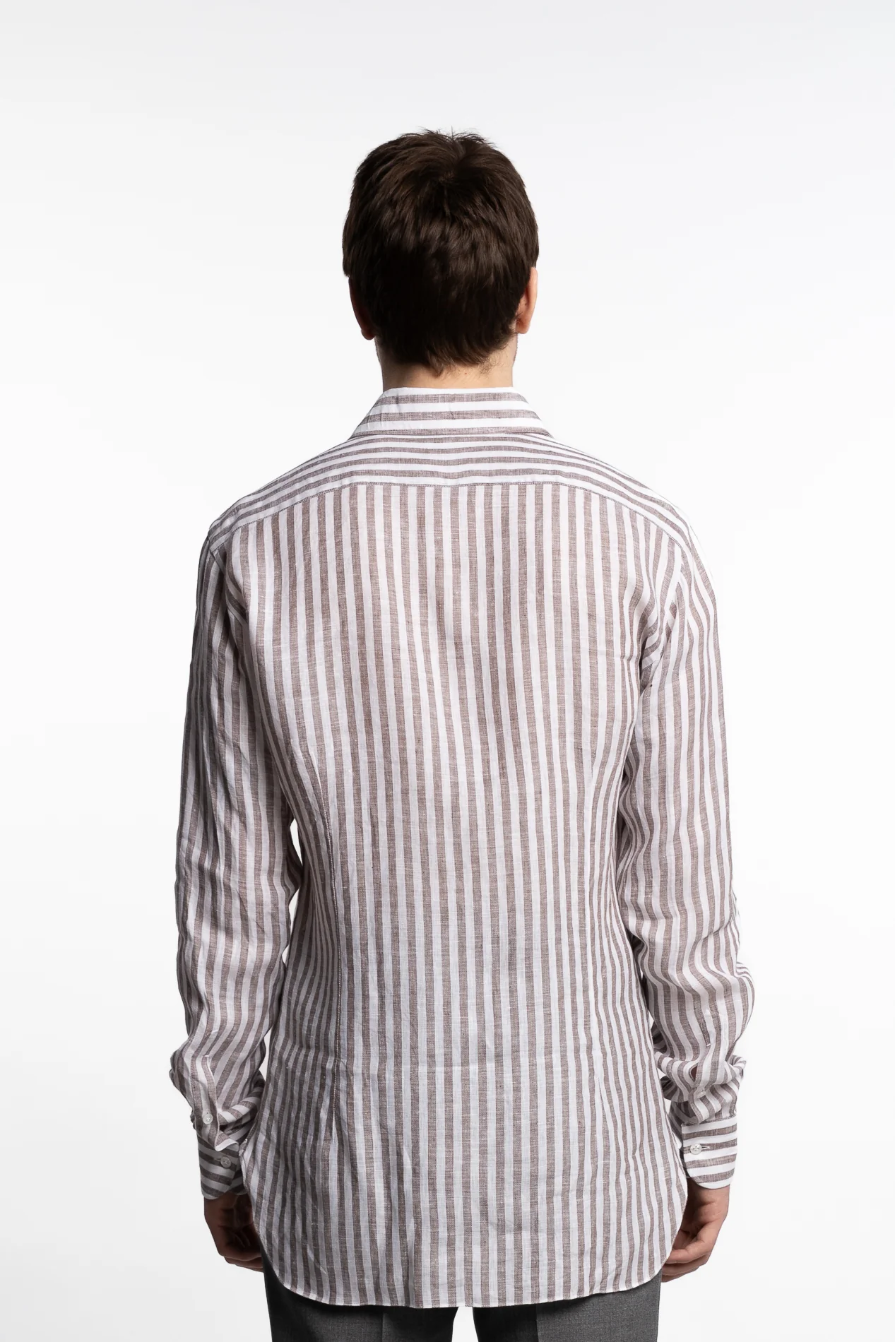 Culto Linen Shirt Brown/White Stripes - Image 4