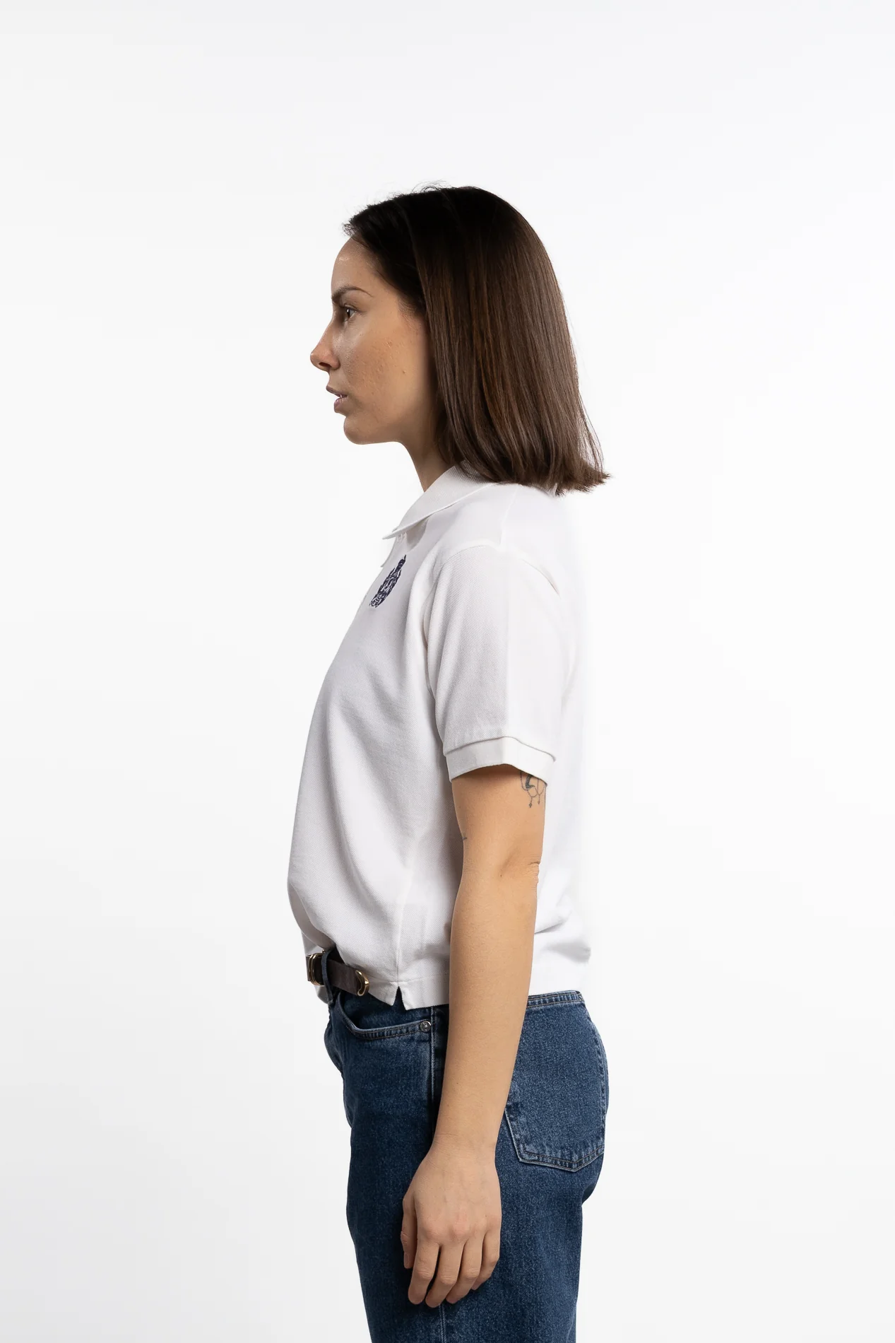 H&W Crest Pique Polo- White - Image 3